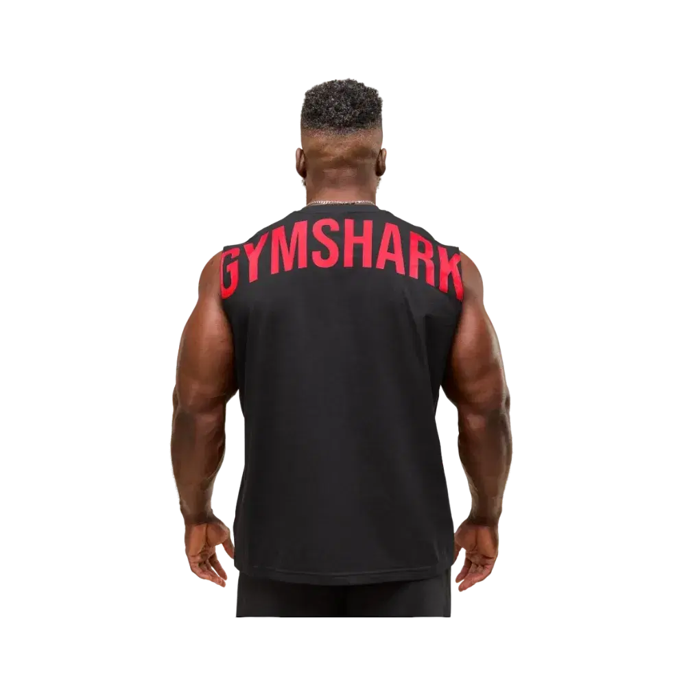 Gymshark Power Cut Off Tank Oversized Fit Black/Conditioning Red