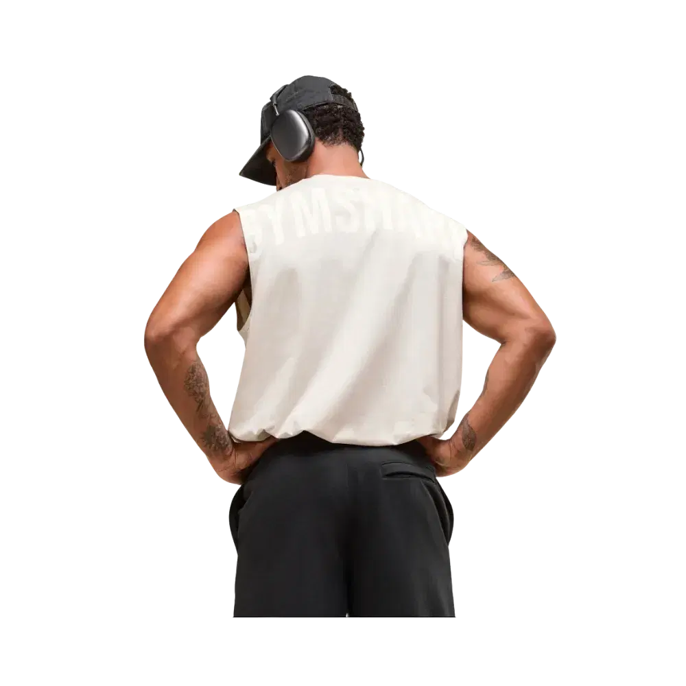 Gymshark Power Cut Off Tank Oversized Fit Oat White