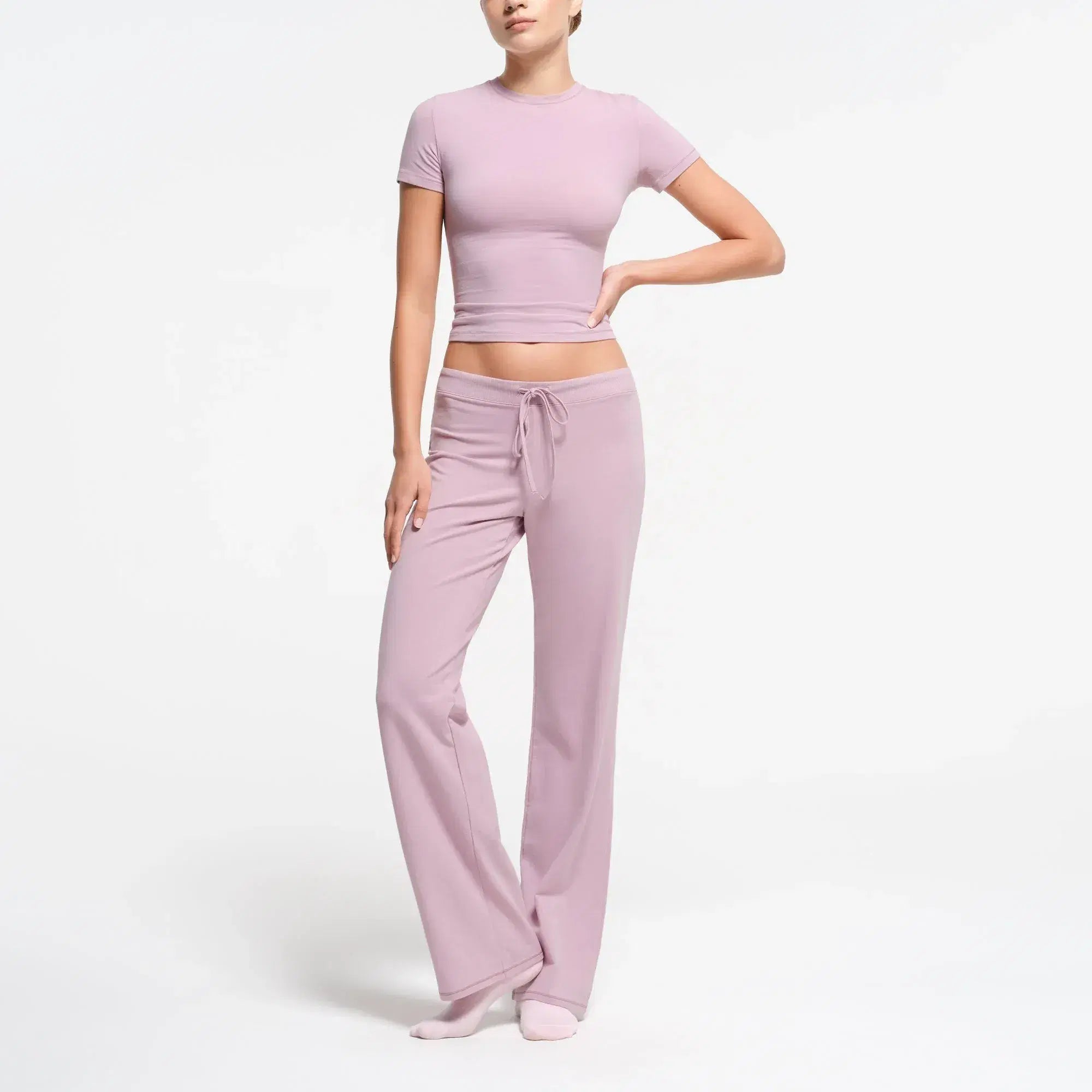 Skims Cotton Jersey Straight Leg Pant Dusk