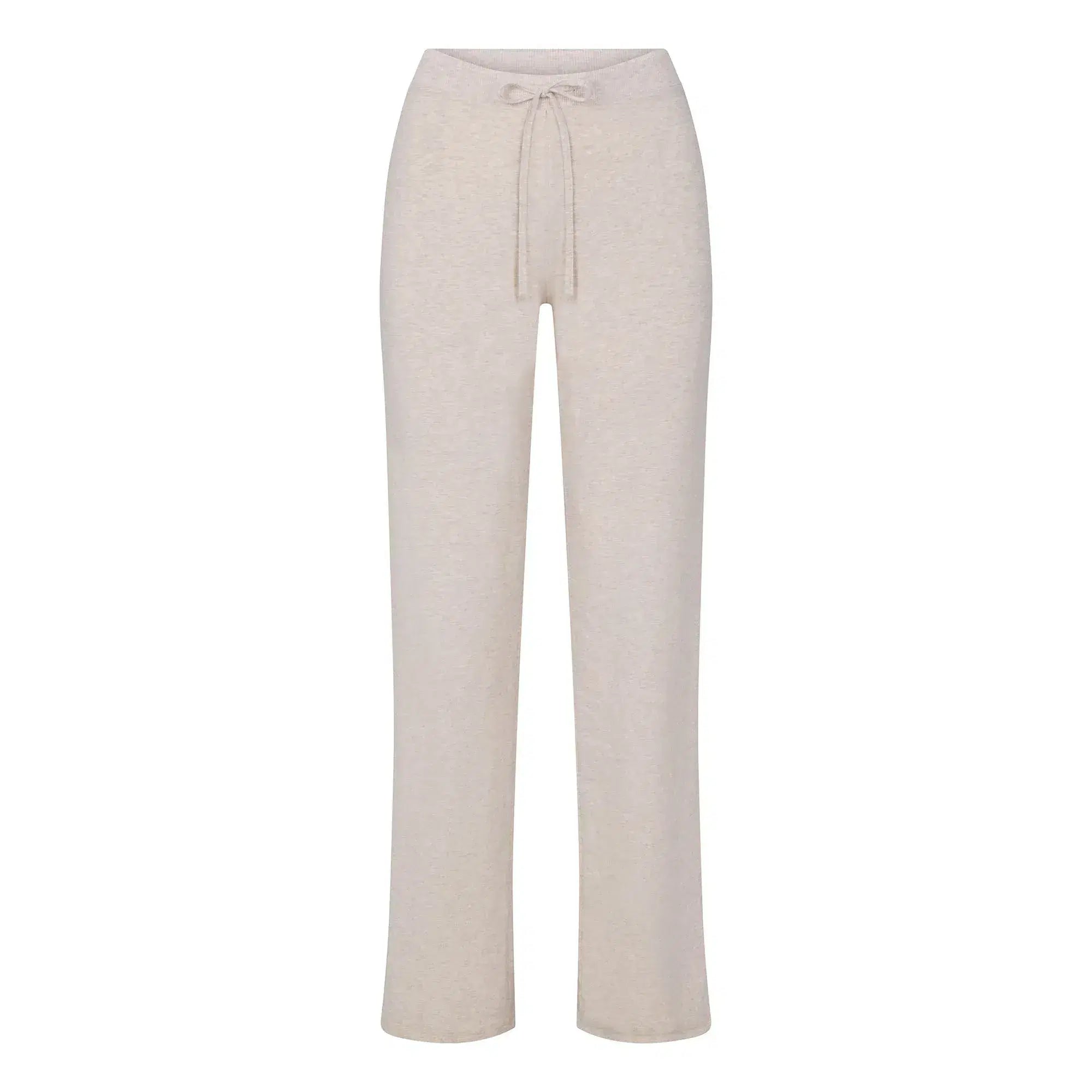 Skims Cotton Jersey Straight Leg Pant Heather Oatmeal