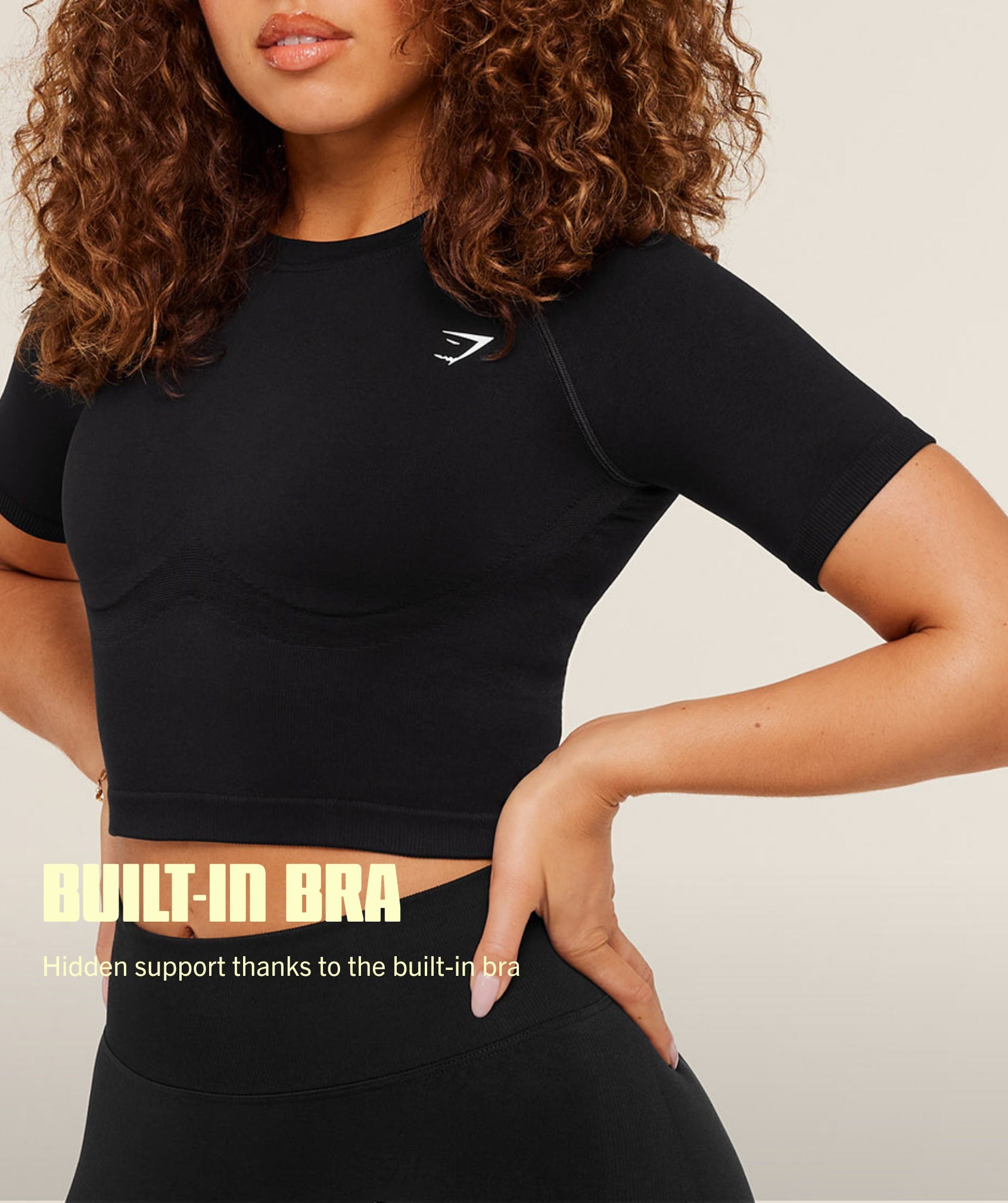 Gymshark Lift Seamless Short Sleeve Top 'Black Marl'