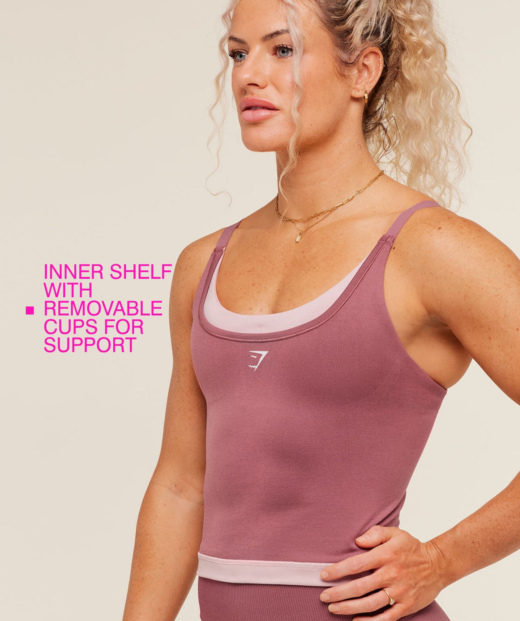 Gymshark Interval Seamless Midi Tank 'Reset Pink Light Pink'