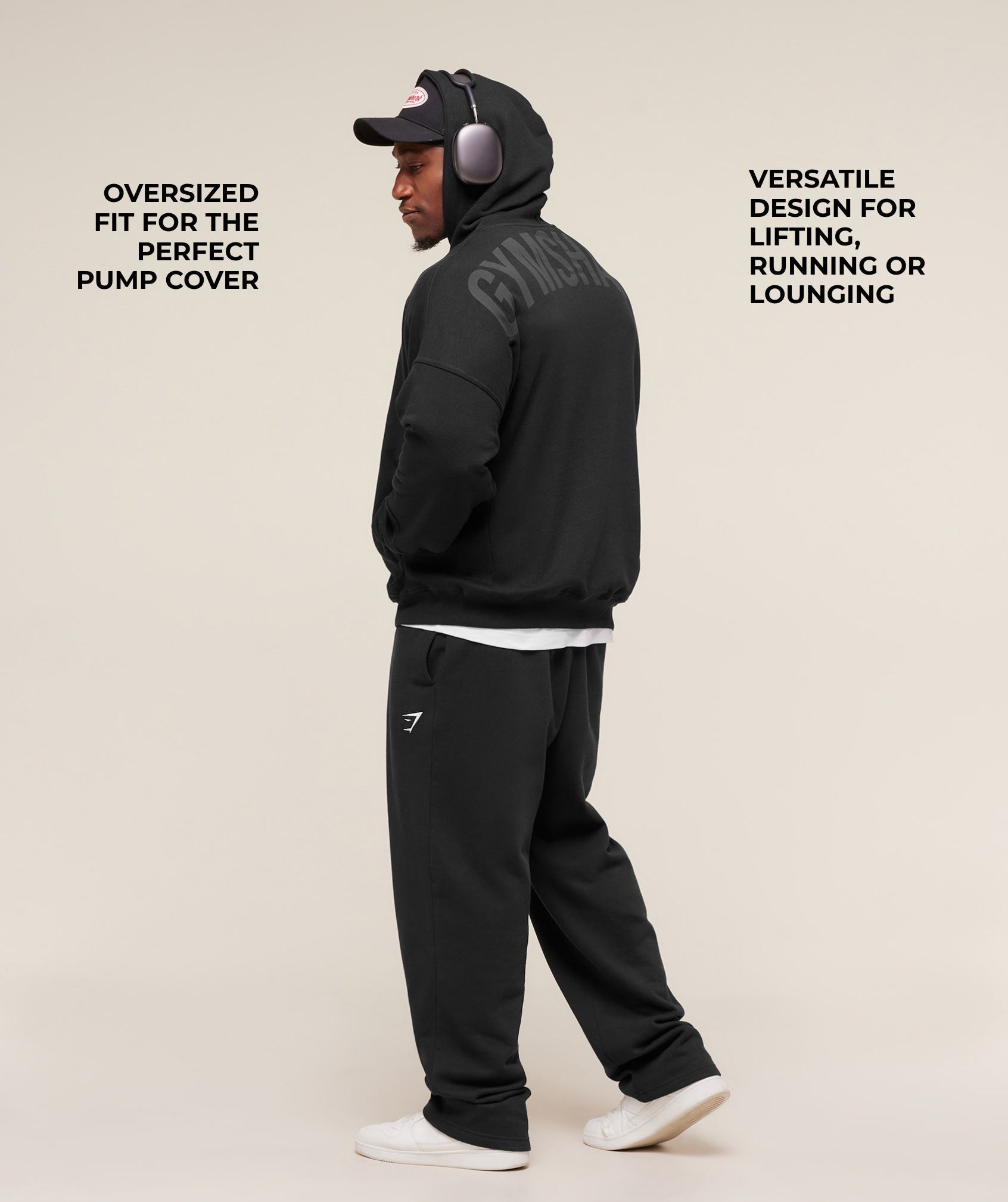 Gymshark Power Zip Up Hoodie 'Black Asphalt Grey'