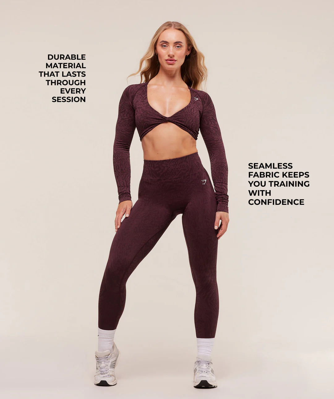 Gymshark Adapt Animal Long Sleeve Crop Top - Cherry Purple/Reset Pink
