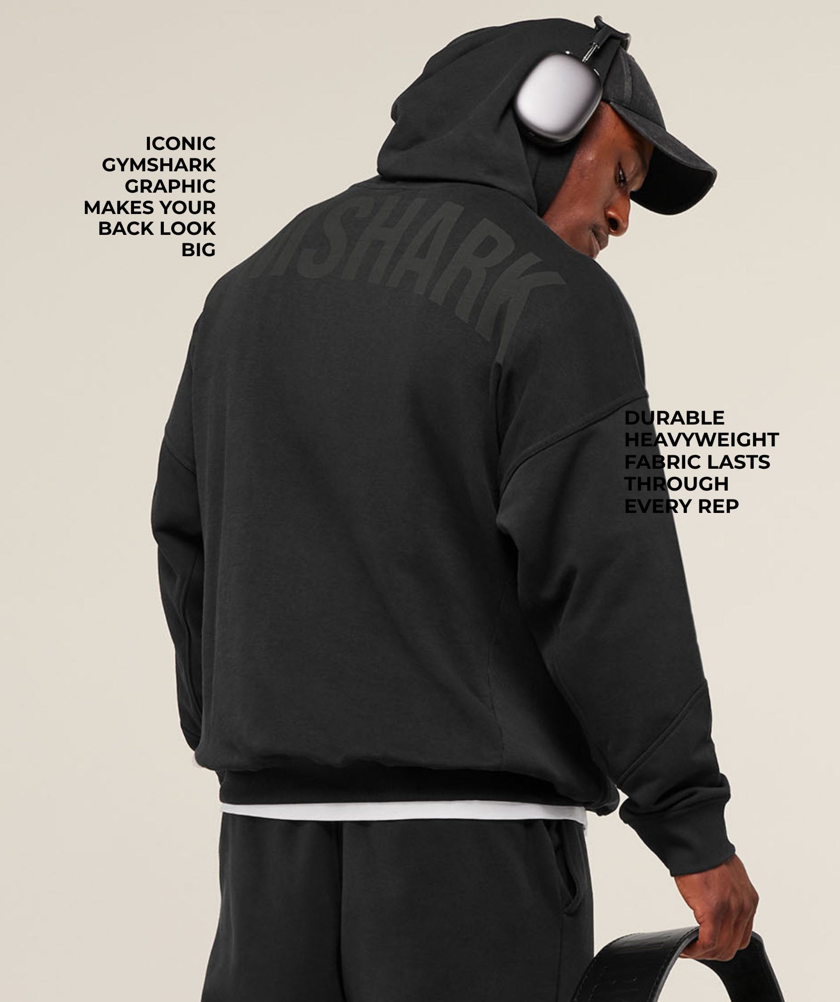 Gymshark Power Hoodie 'Black Asphalt Grey'