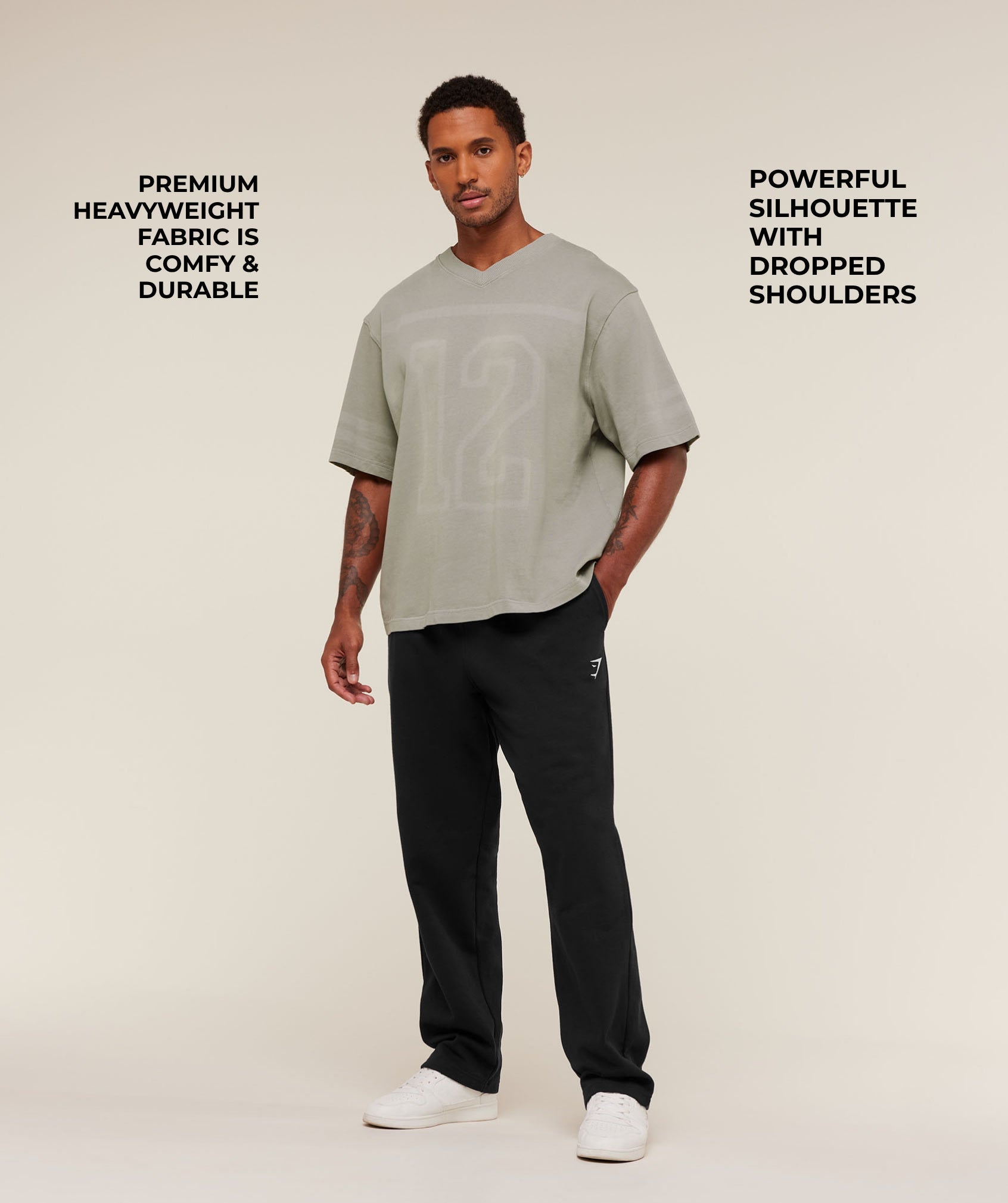 Gymshark Collegiate Washed Jersey T-Shirt 'Smokey Grey'