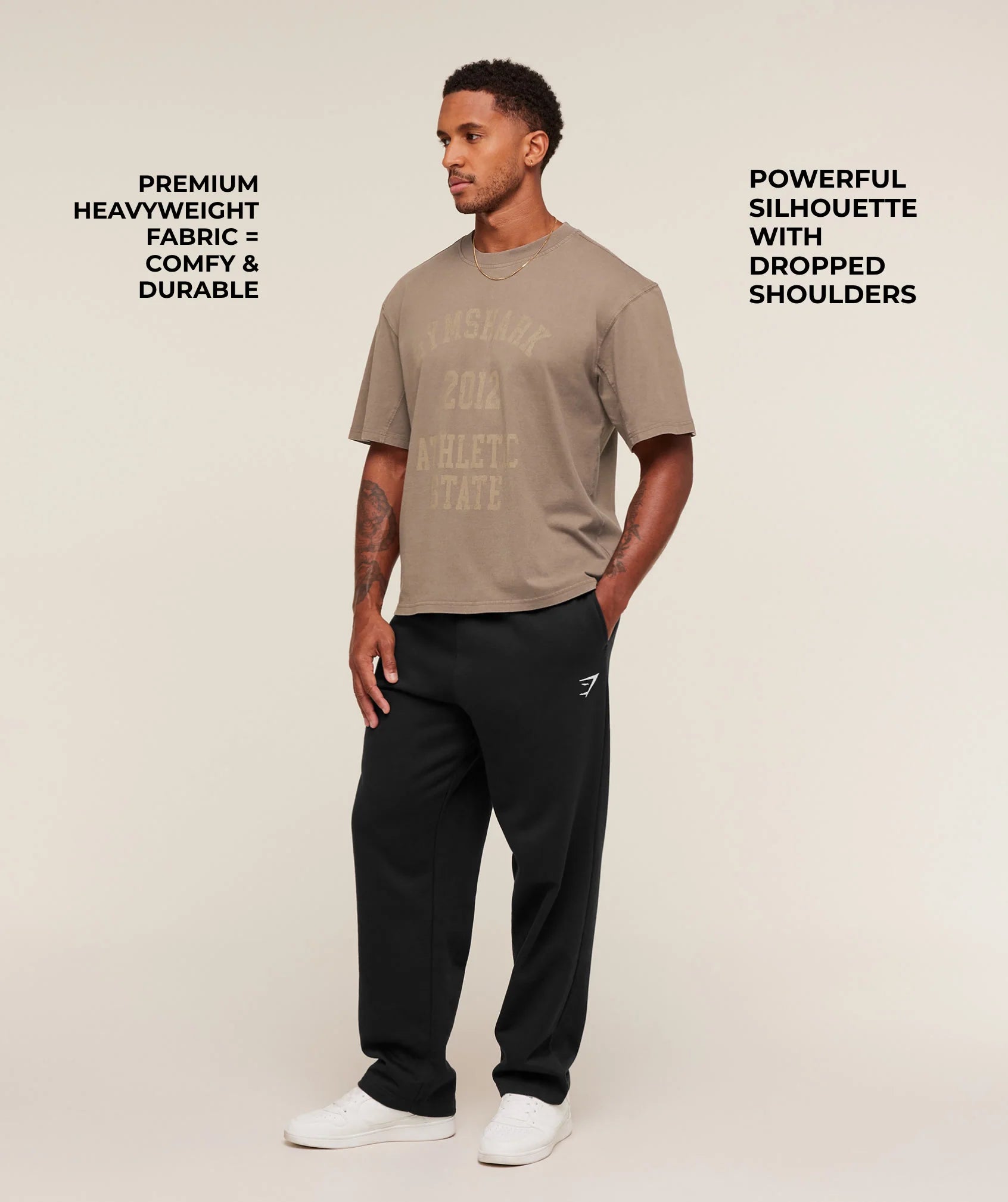 Gymshark Collegiate Washed T-Shirt 'Soft Brown'