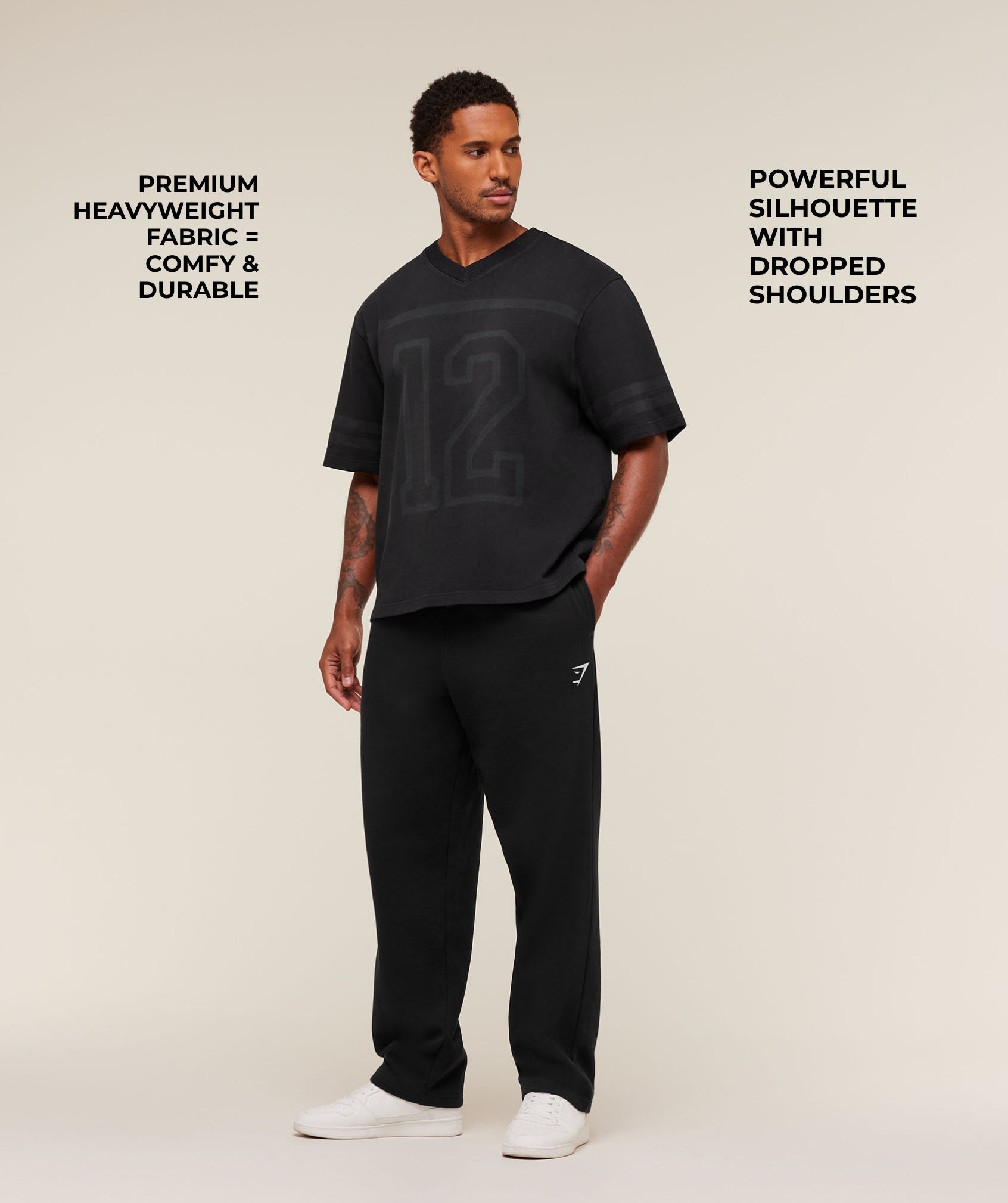 Gymshark Collegiate Washed Jersey T-Shirt 'Black'