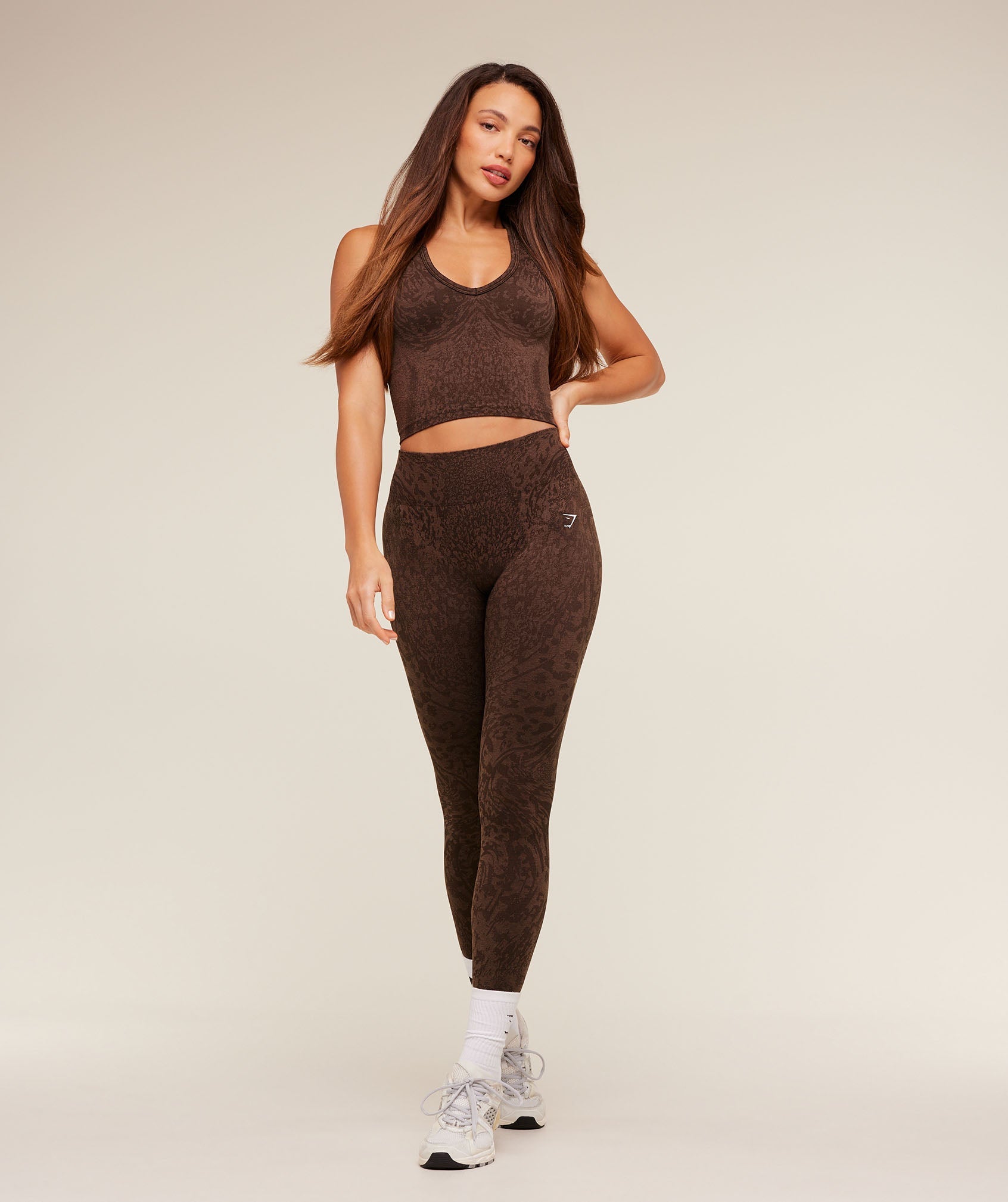Gymshark Adapt Animal X Whitney Tank Top with Shelf 'Archive Brown Soft Brown'