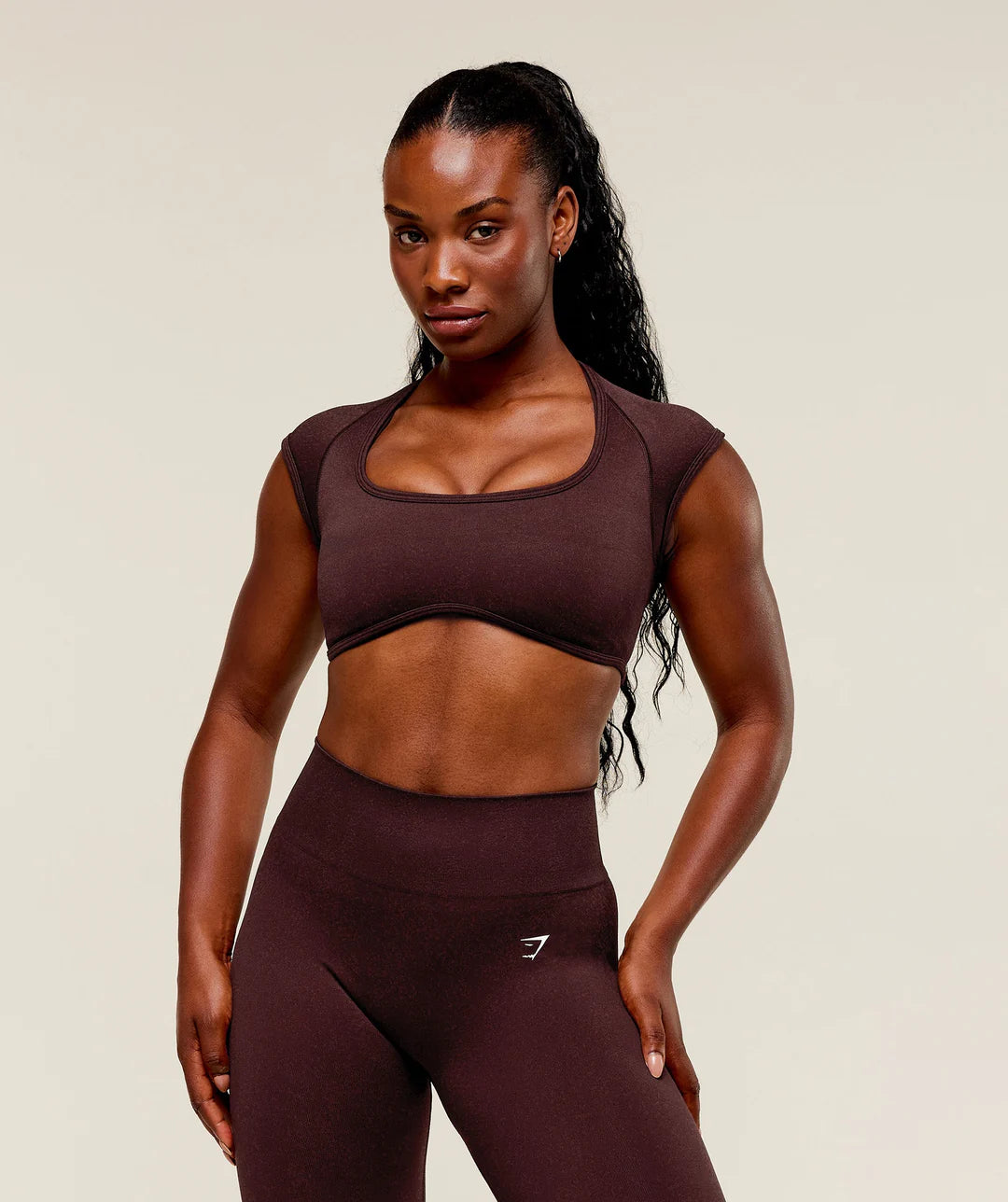 Gymshark Adapt Fleck x Whitney Short Sleeve Crop Top - Cherry Purple/Rich Maroon