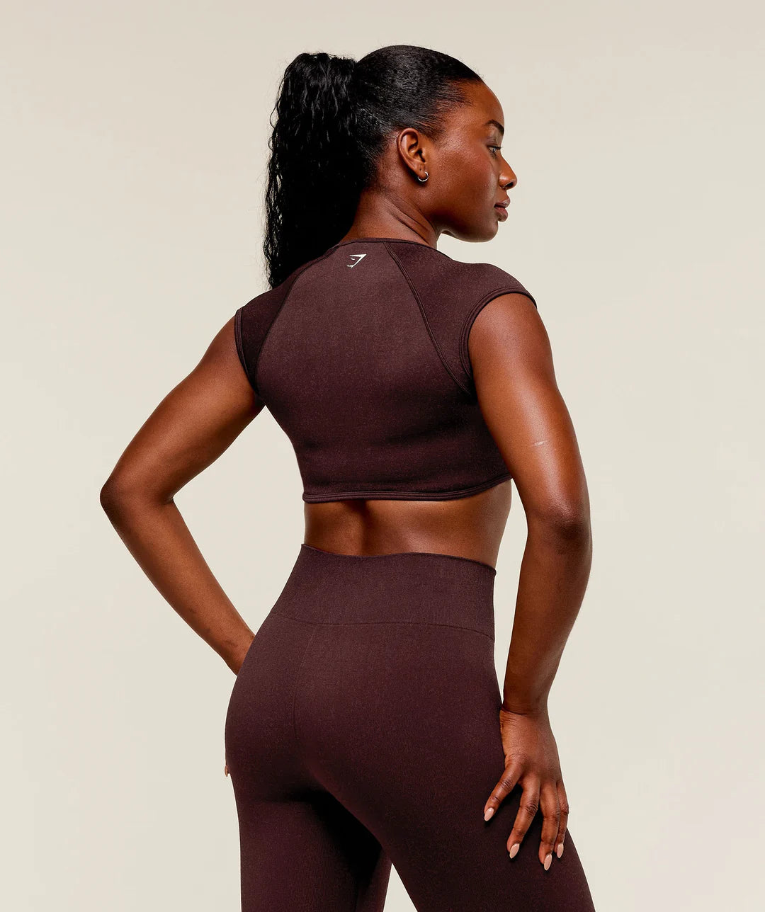 Gymshark Adapt Fleck x Whitney Short Sleeve Crop Top - Cherry Purple/Rich Maroon