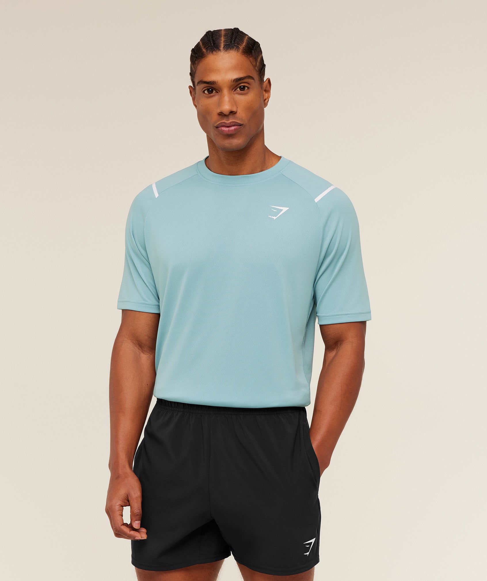 Gymshark Arrival Contrast T-Shirt 'Flow Blue Storm Blue'