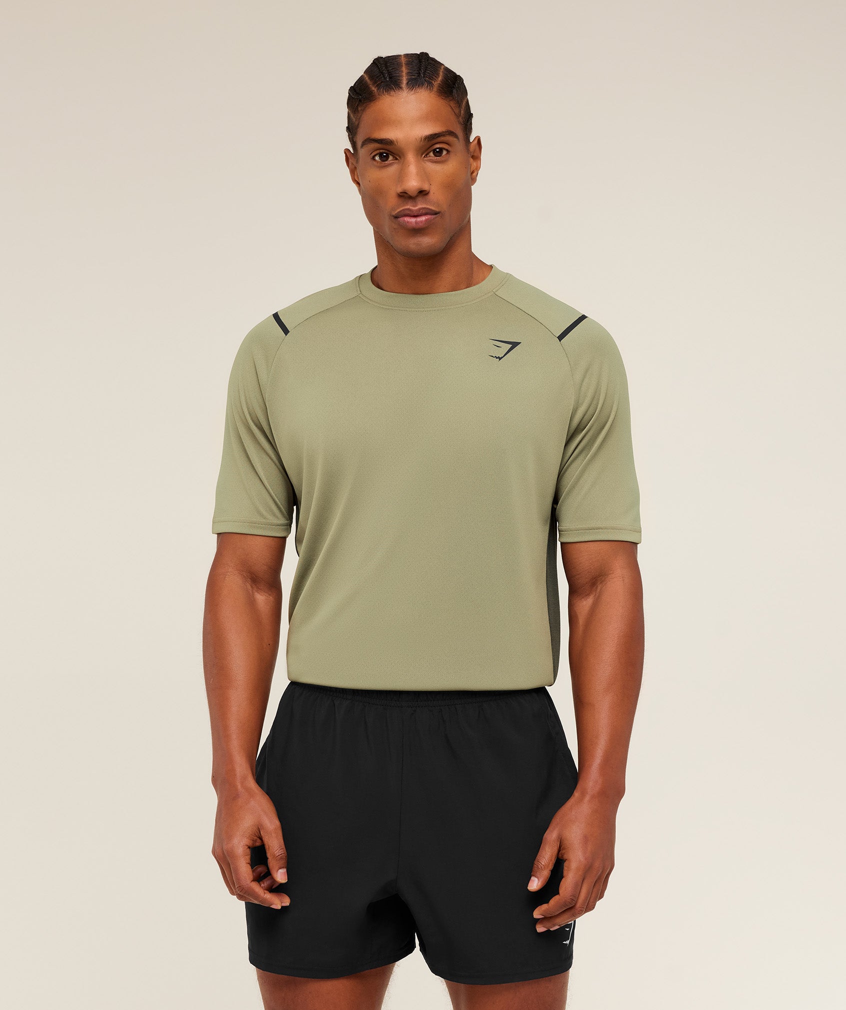Gymshark Arrival Contrast T-Shirt 'Grounded Green Strength Green'