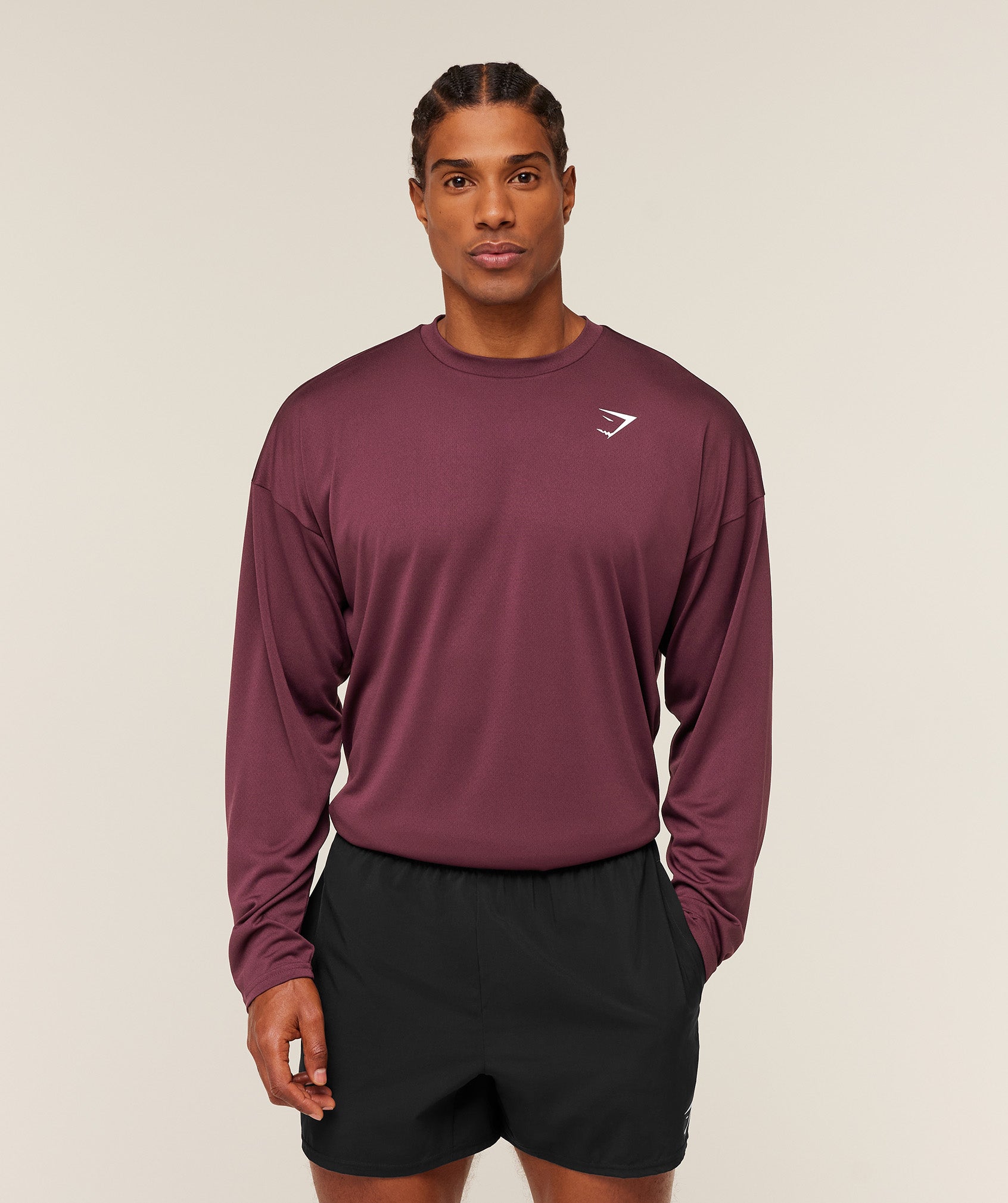 Gymshark Arrival Oversized Long Sleeve T-Shirt 'GS Impact Burgundy'