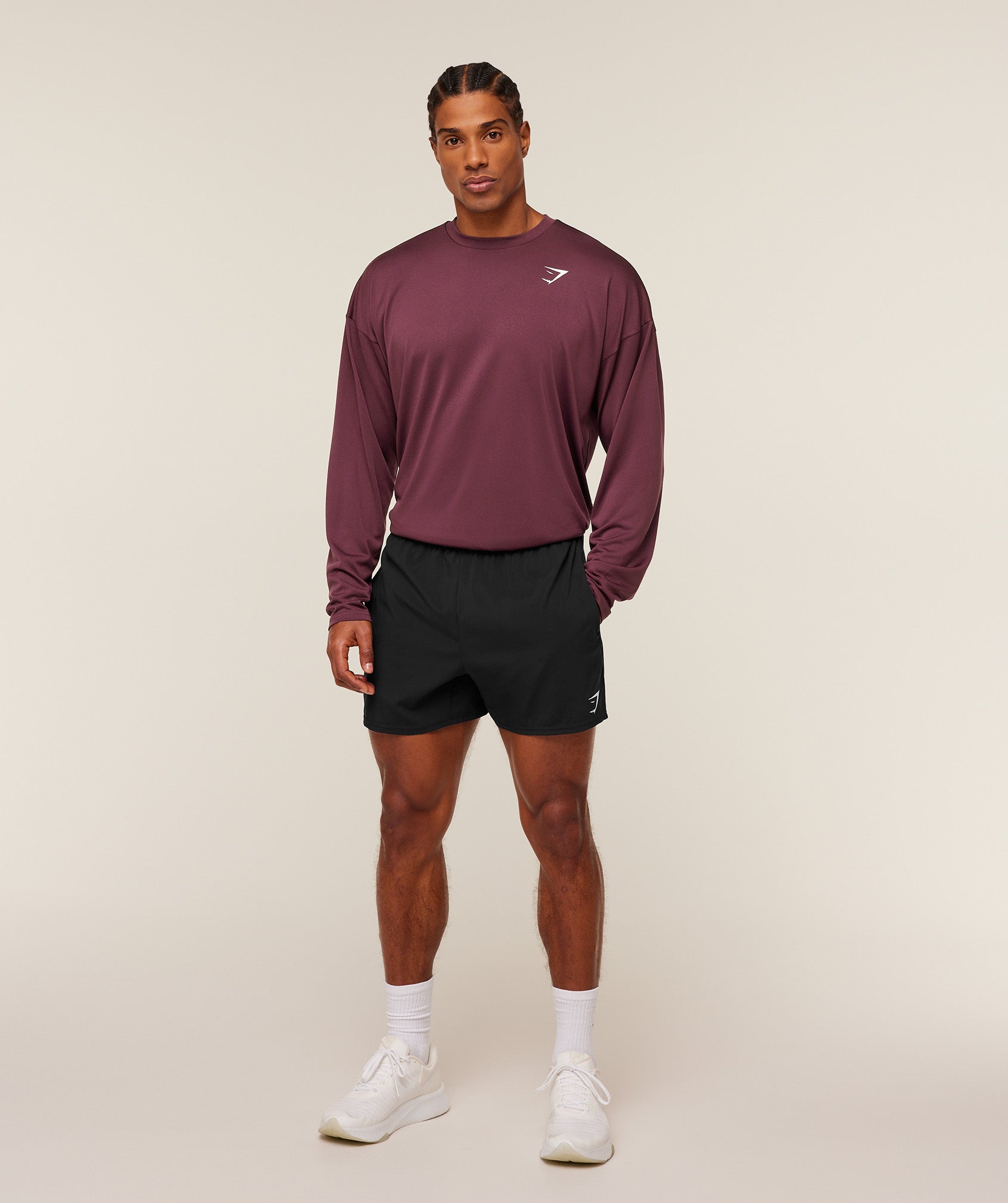 Gymshark Arrival Oversized Long Sleeve T-Shirt 'GS Impact Burgundy'