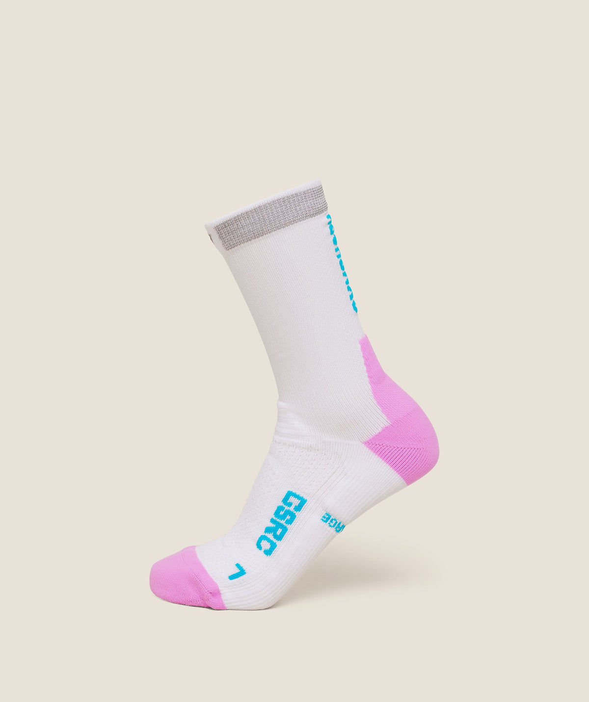 Gymshark Running Elite Crew Sock Single 'White Brand Blue Sour Pink'