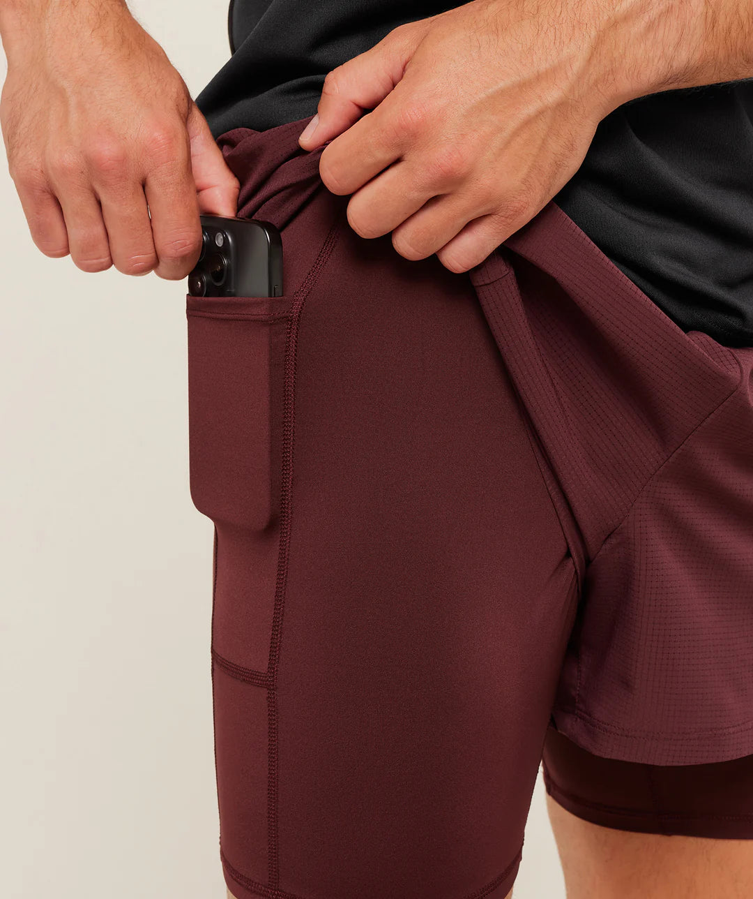 Gymshark Running 4" 2in1 Shorts 'Rich Maroon'