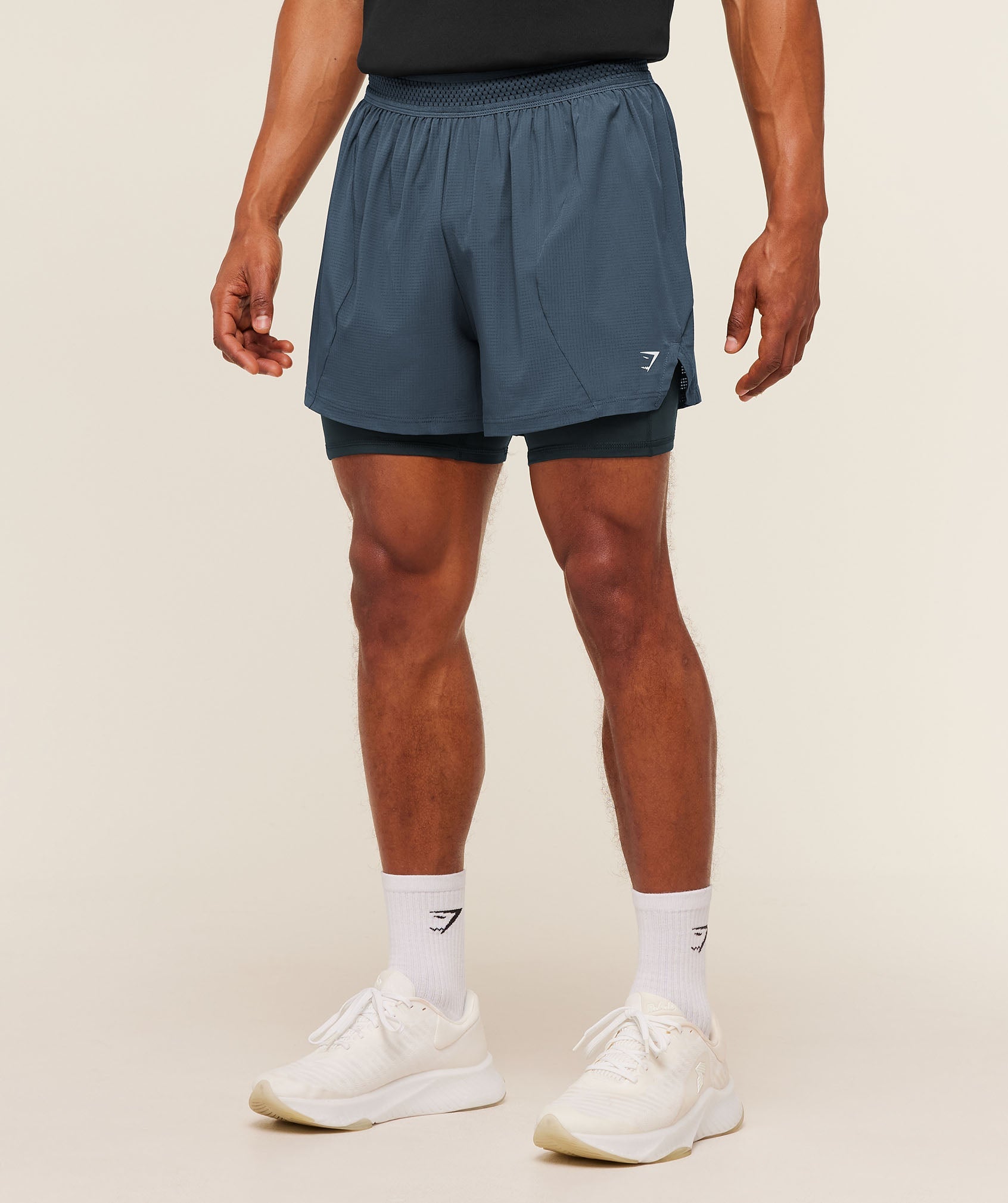 Gymshark Running 4" 2in1 Shorts 'GS Stealth Blue GS Deep Petrol Blue'