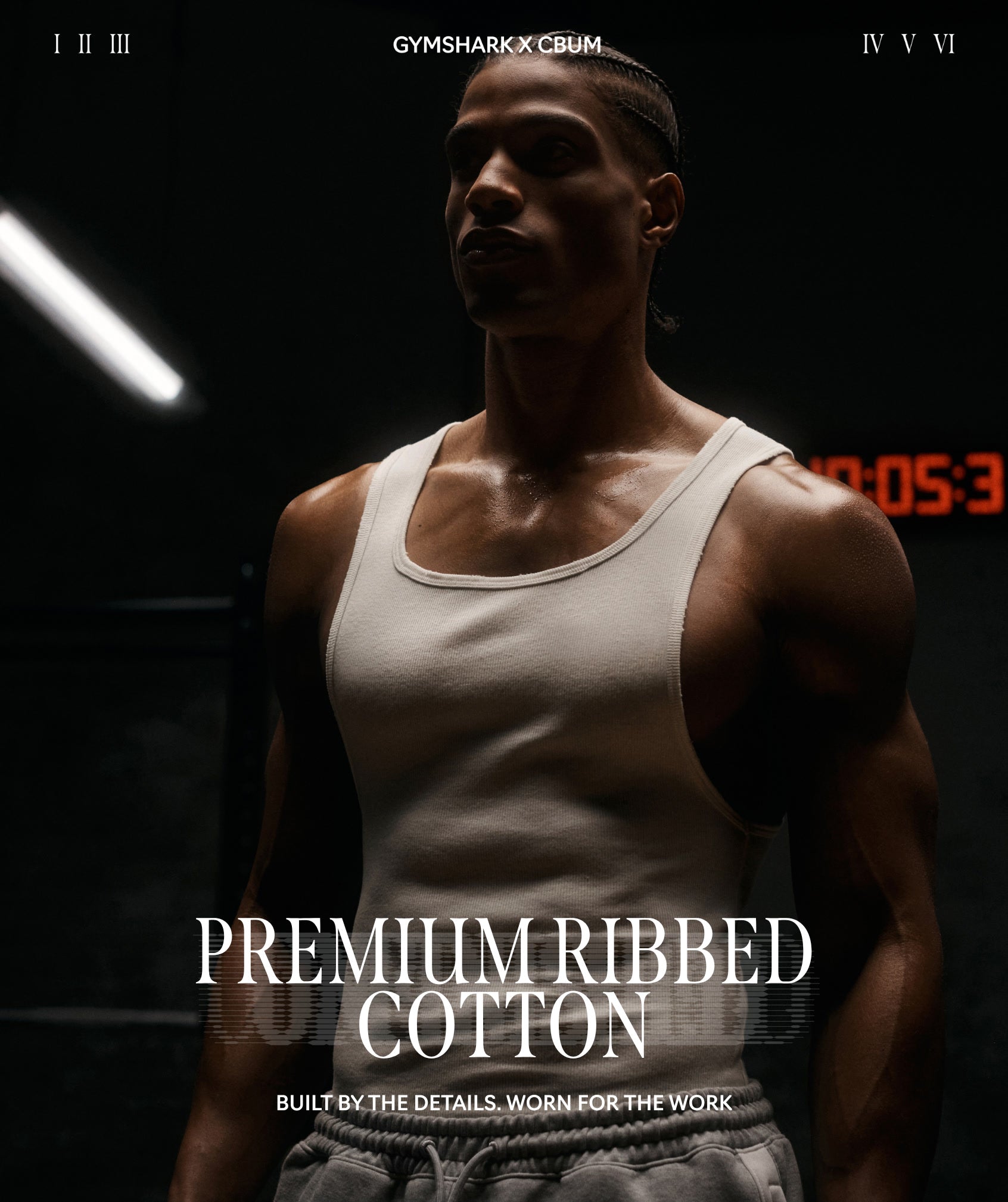 Gymshark x CBUM Ribbed Tank 'Bros Stone Grey Marl'