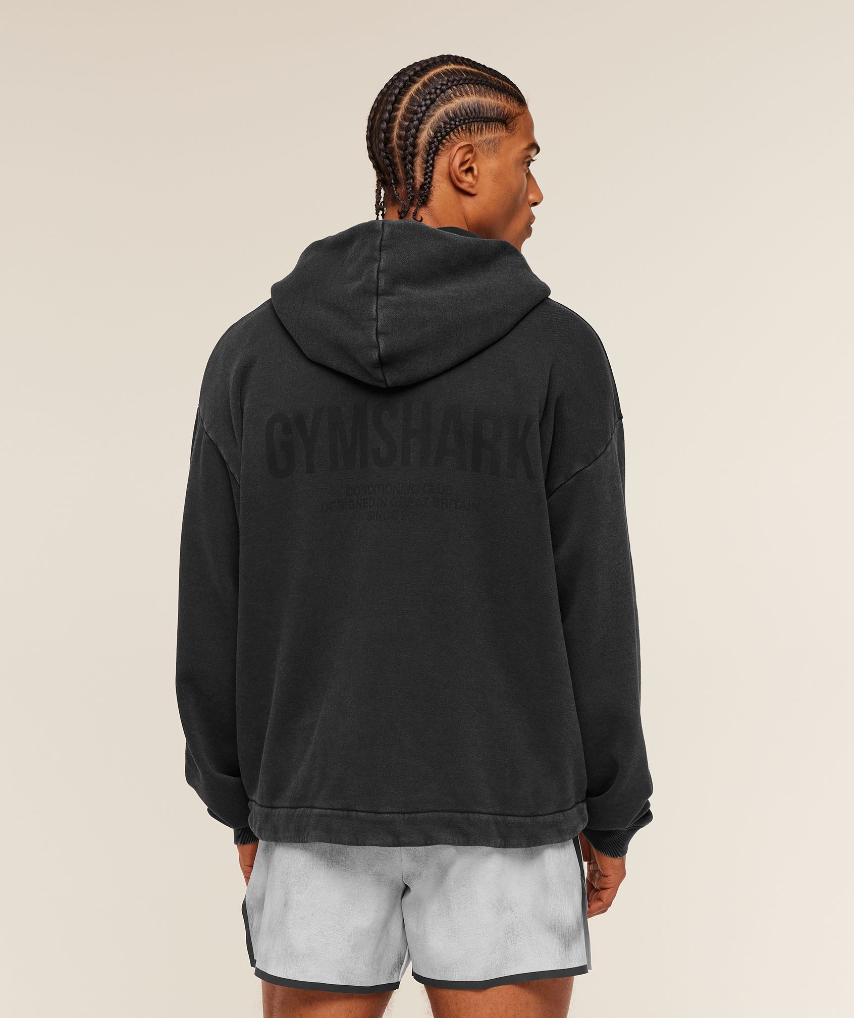 Gymshark Conditioning Club Washed Zip Through Hoodie 'Black Wash'