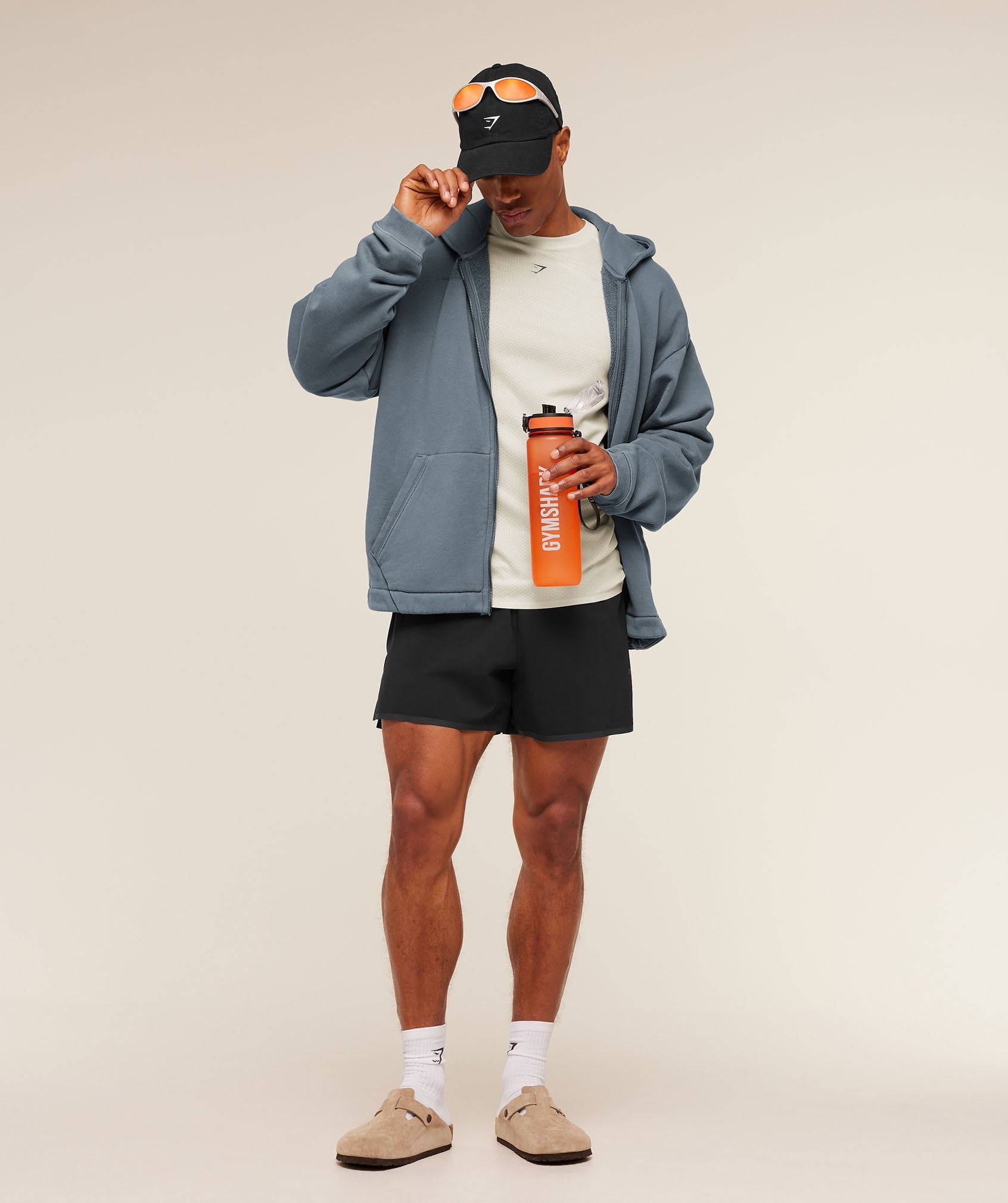 Gymshark Conditioning Club Washed Zip Through Hoodie 'Iron Blue Wash'