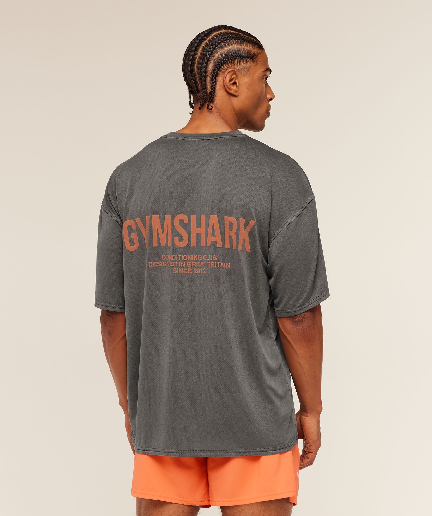 Gymshark Conditioning Club Washed T-Shirt 'Black Dayglow Peach Wash'