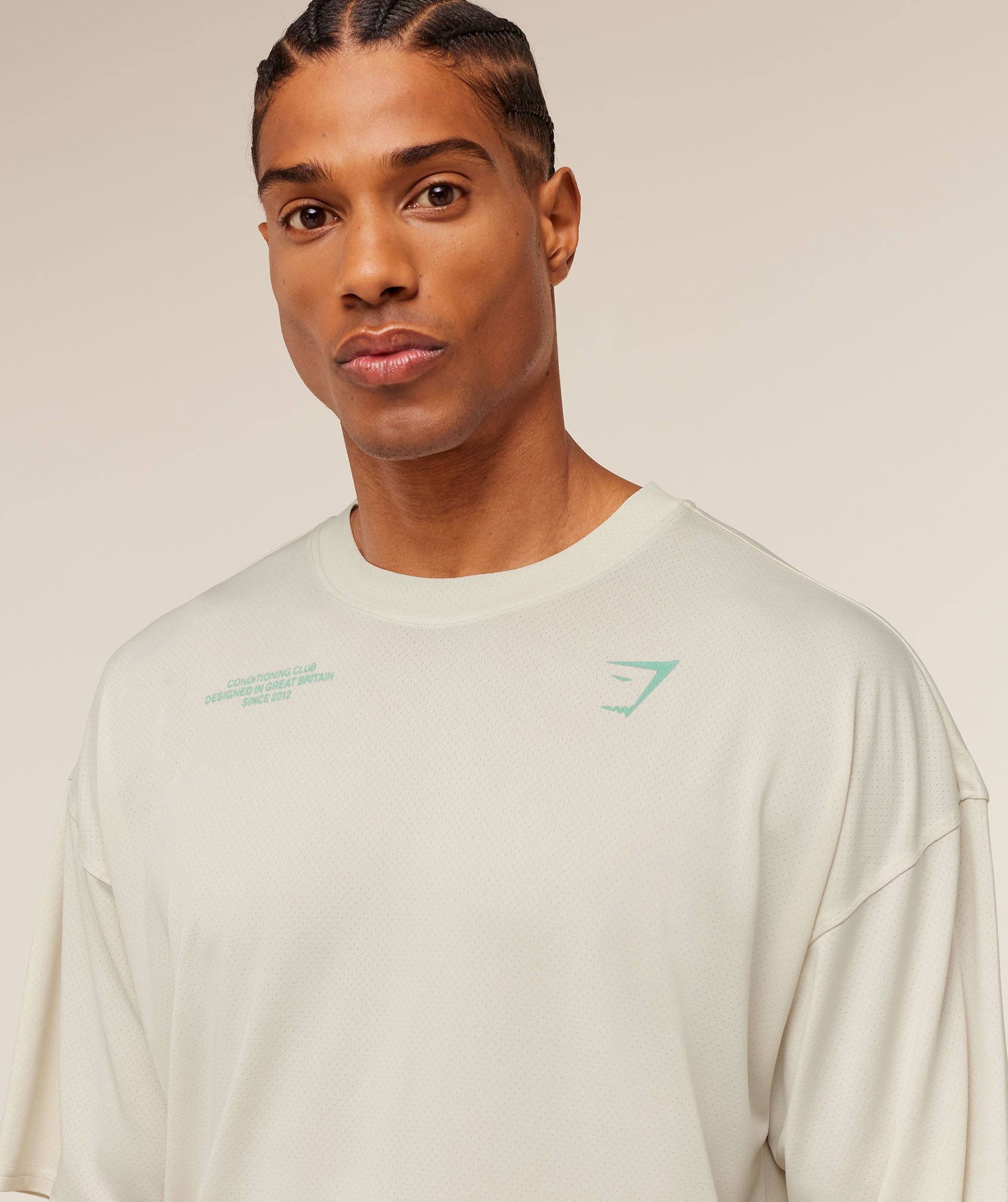 Gymshark Conditioning Club Washed T-Shirt 'Soft White Pop Turquoise Wash'