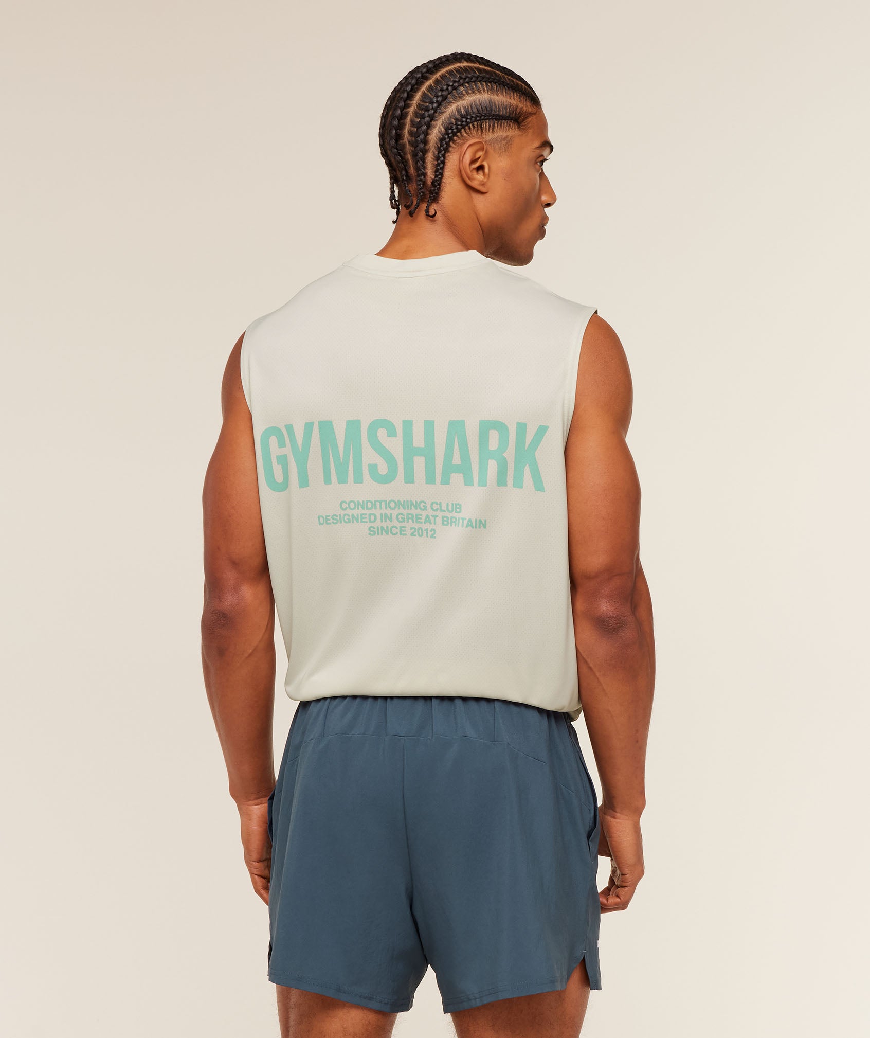 Gymshark Conditioning Club Washed Tank 'Soft White Pop Turquoise Wash'