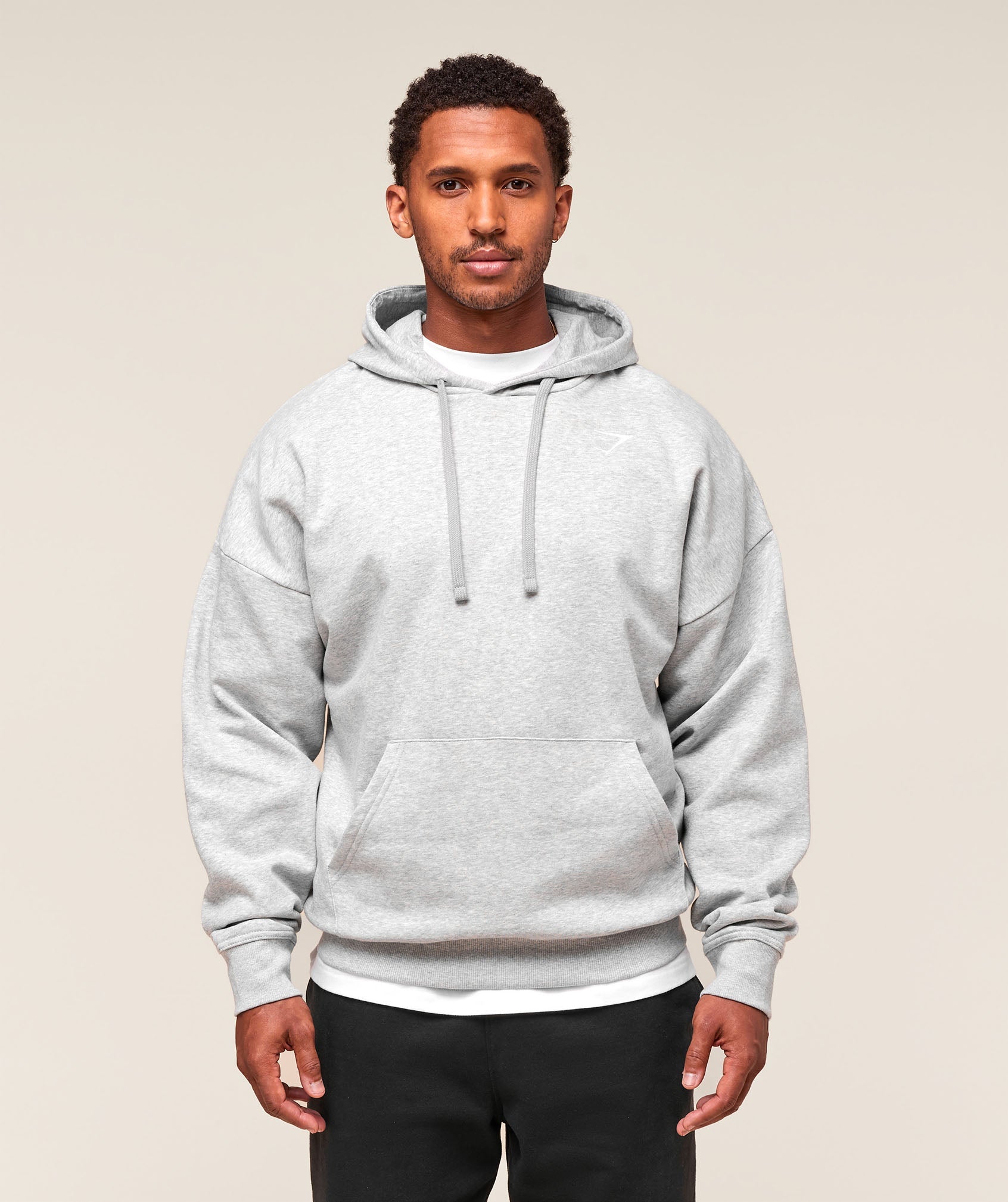 Gymshark Crest Oversized Hoodie 'Light Grey Marl'