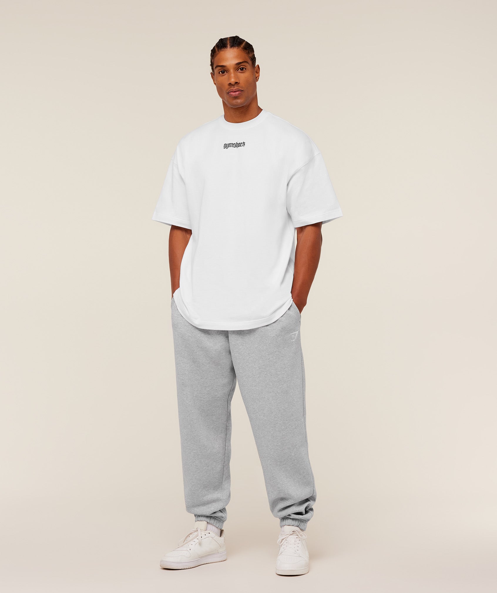 Gymshark Crest Oversized Joggers 'Light Grey Core Marl'