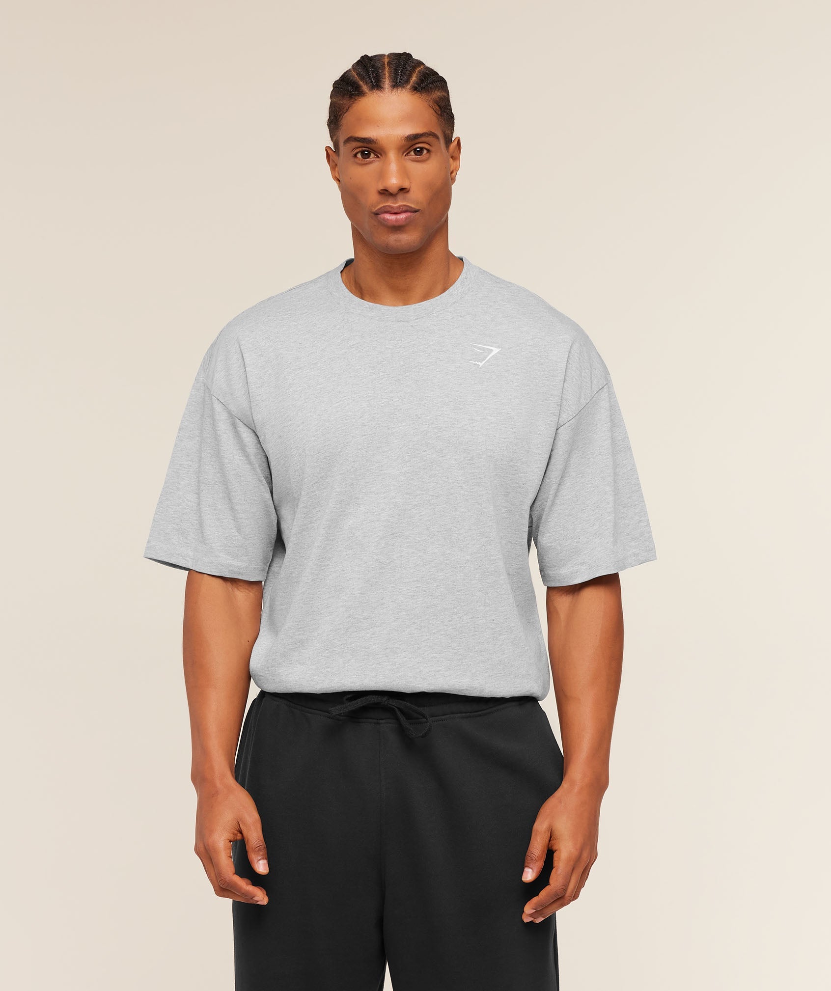 Gymshark Crest Oversized T-Shirt 'Light Grey Core Marl'