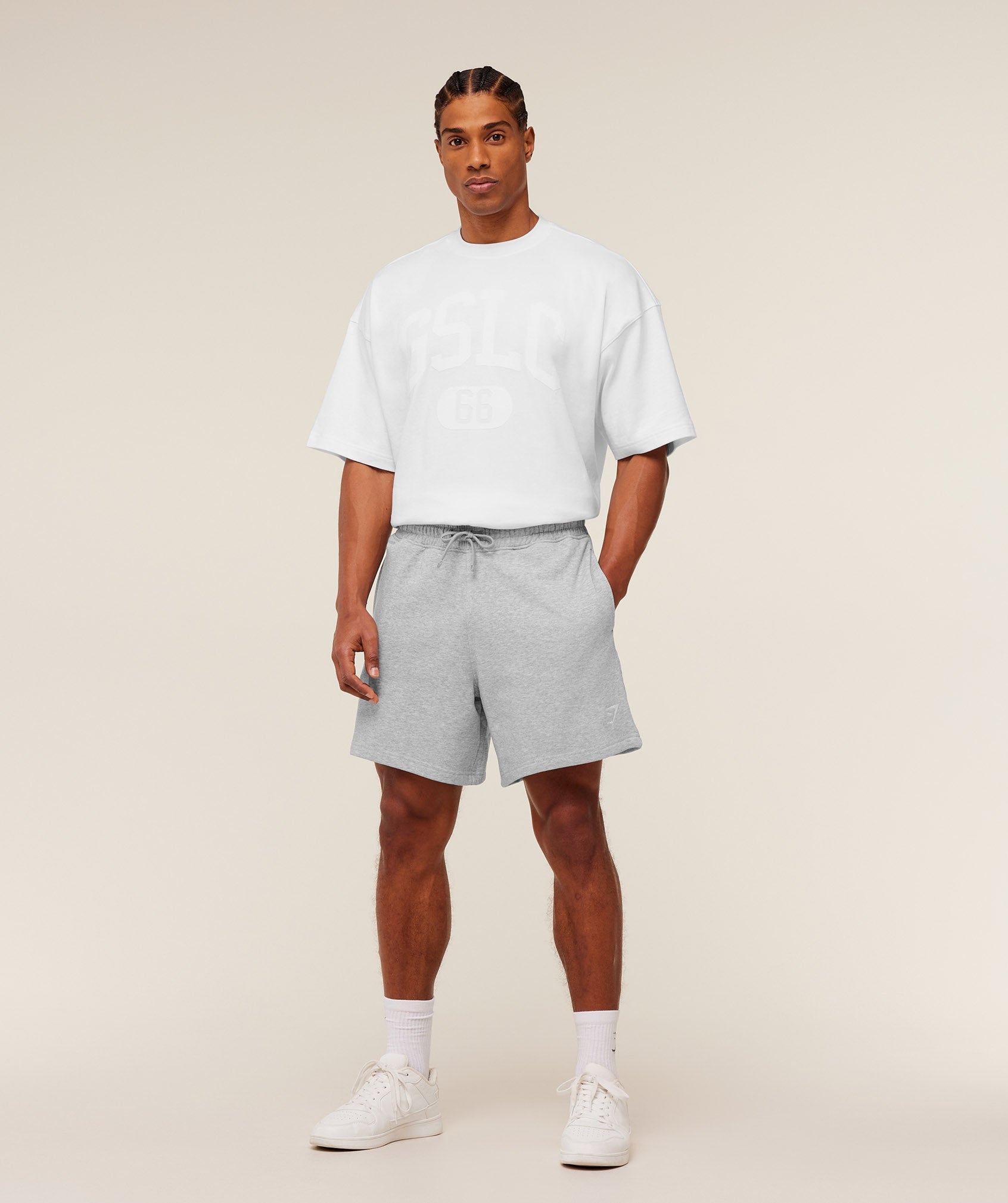 Gymshark Crest Shorts 'Light Grey Core Marl'