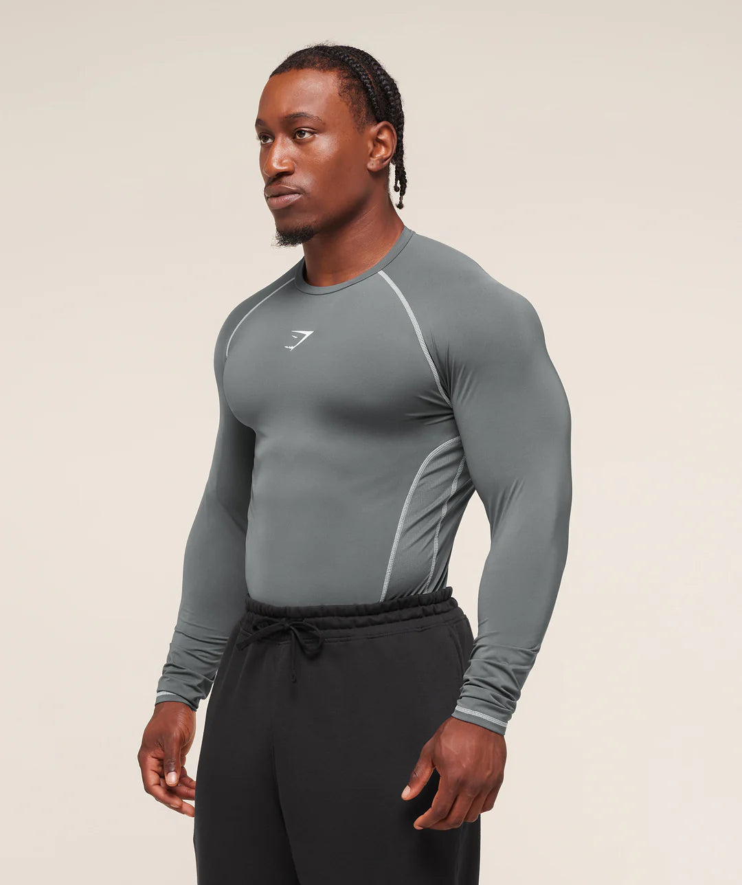 Gymshark Element Baselayer Long Sleeve T-Shirt 'Pitch Grey/White'