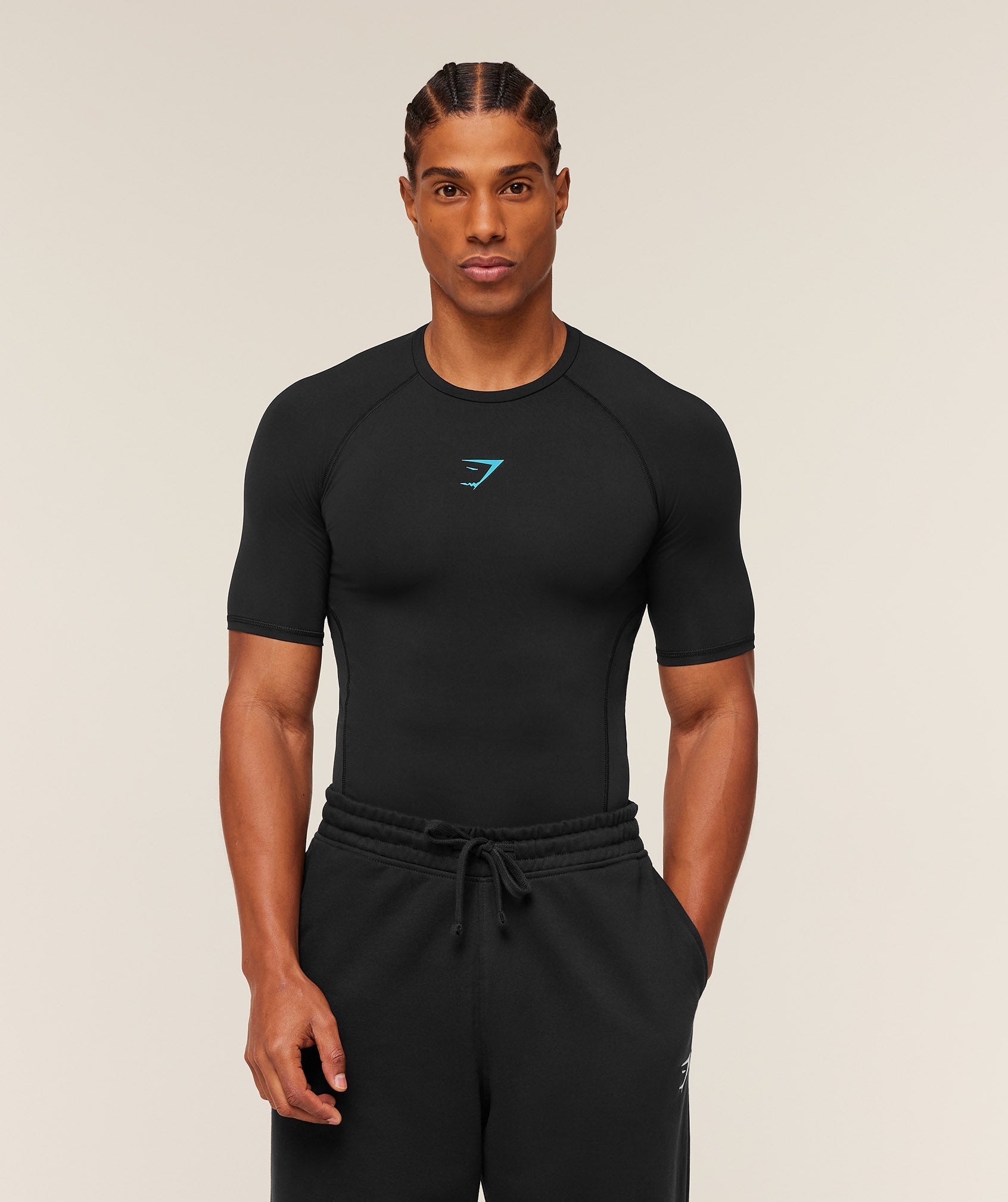 Gymshark Element Baselayer T-Shirt 'Black Brand Blue'