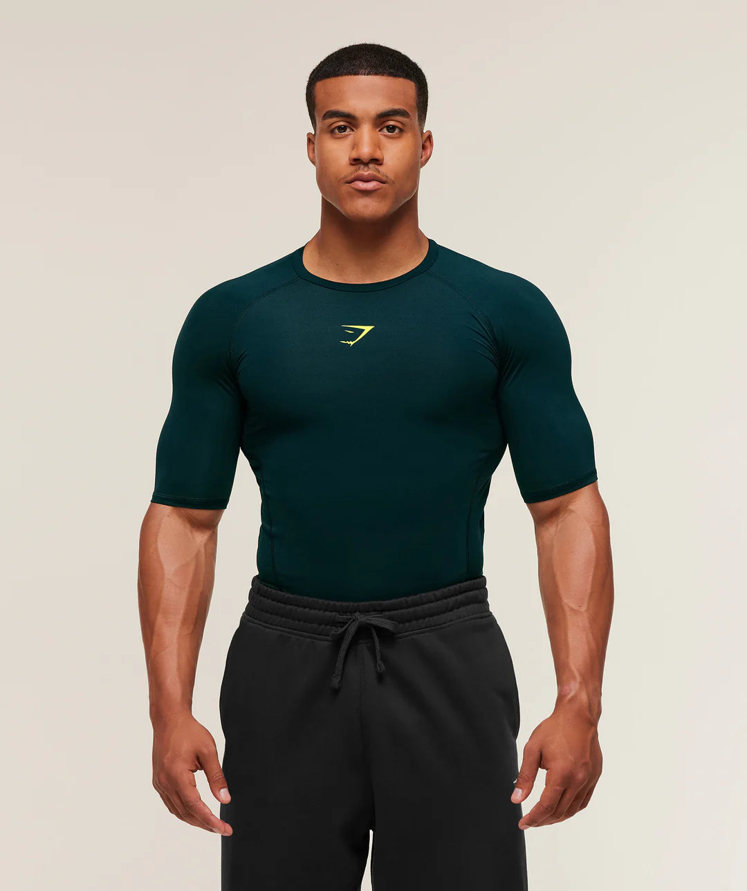 Gymshark Element Baselayer T-Shirt 'Deep Petrol Blue/Sorbet Yellow'