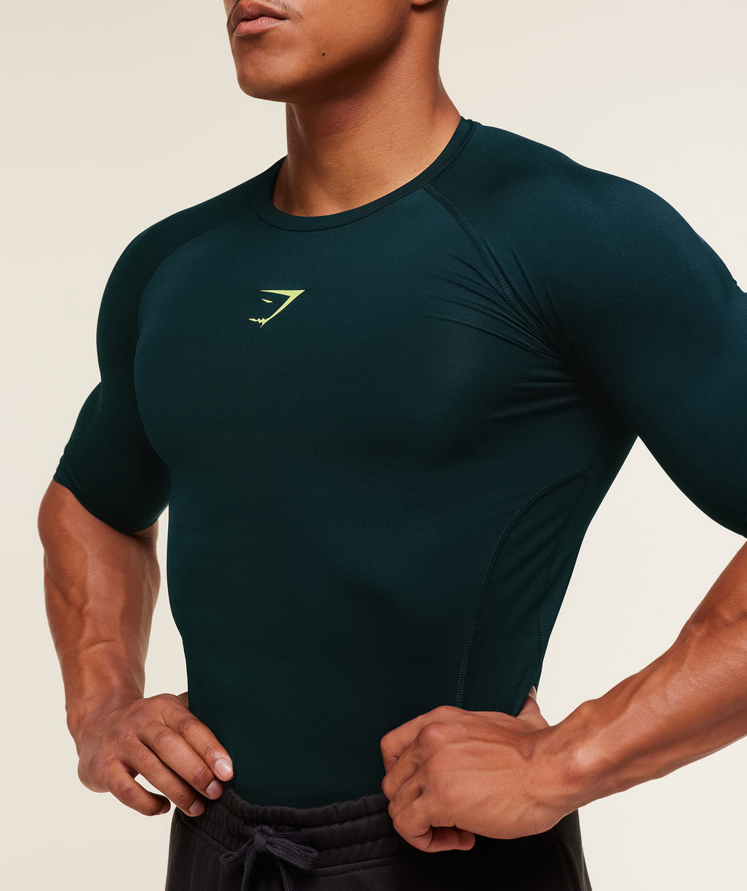Gymshark Element Baselayer T-Shirt 'Deep Petrol Blue/Sorbet Yellow'