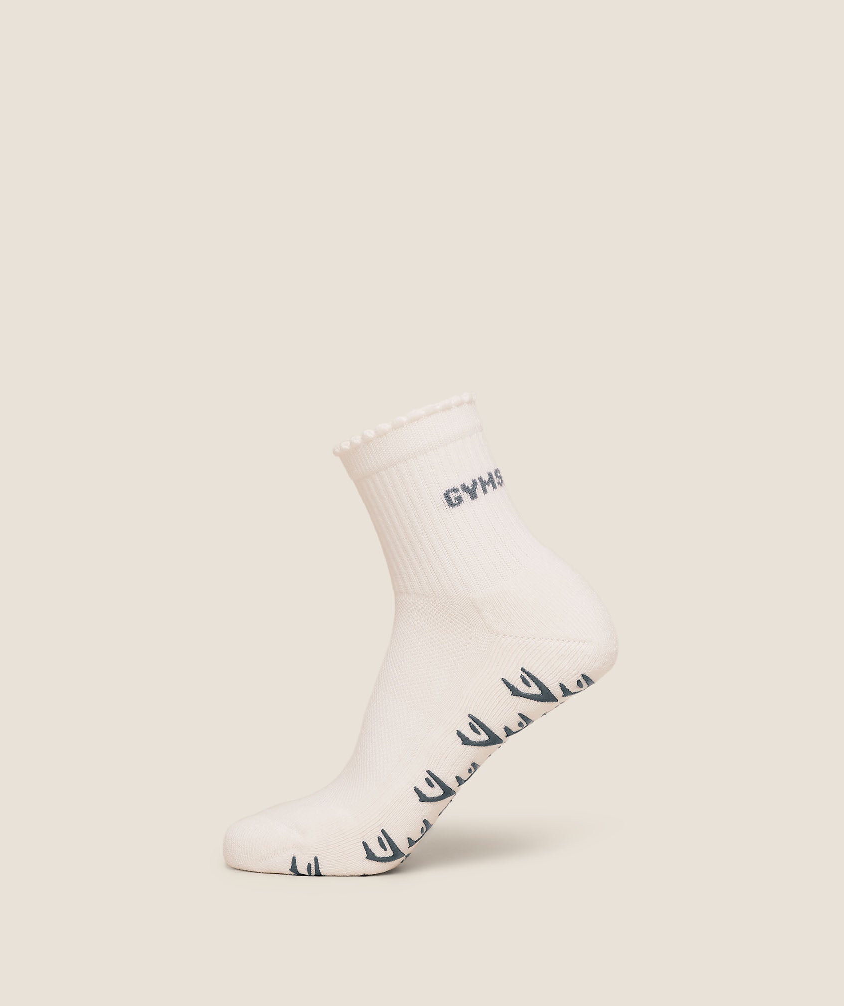 Gymshark Frill Pilates Midi Sock 'Soft White Iron Blue'