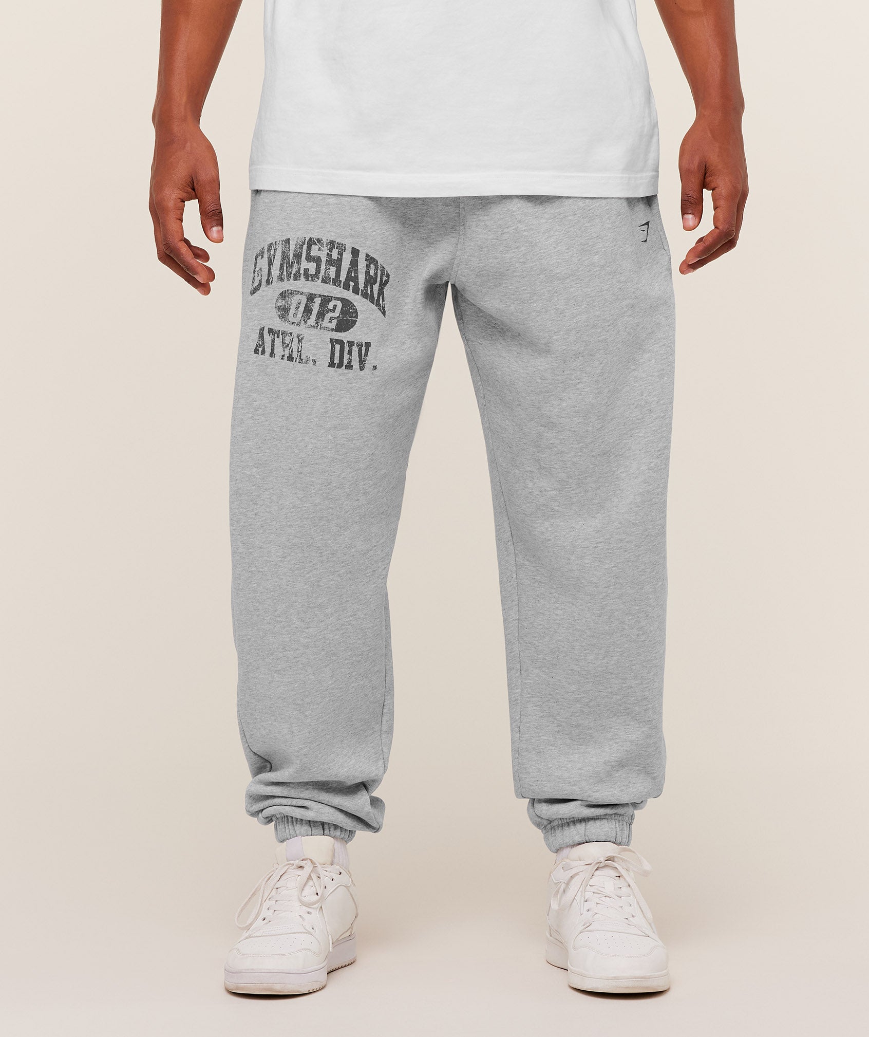 Gymshark Athletic Division Graphic Joggers 'Light Grey Core Marl'