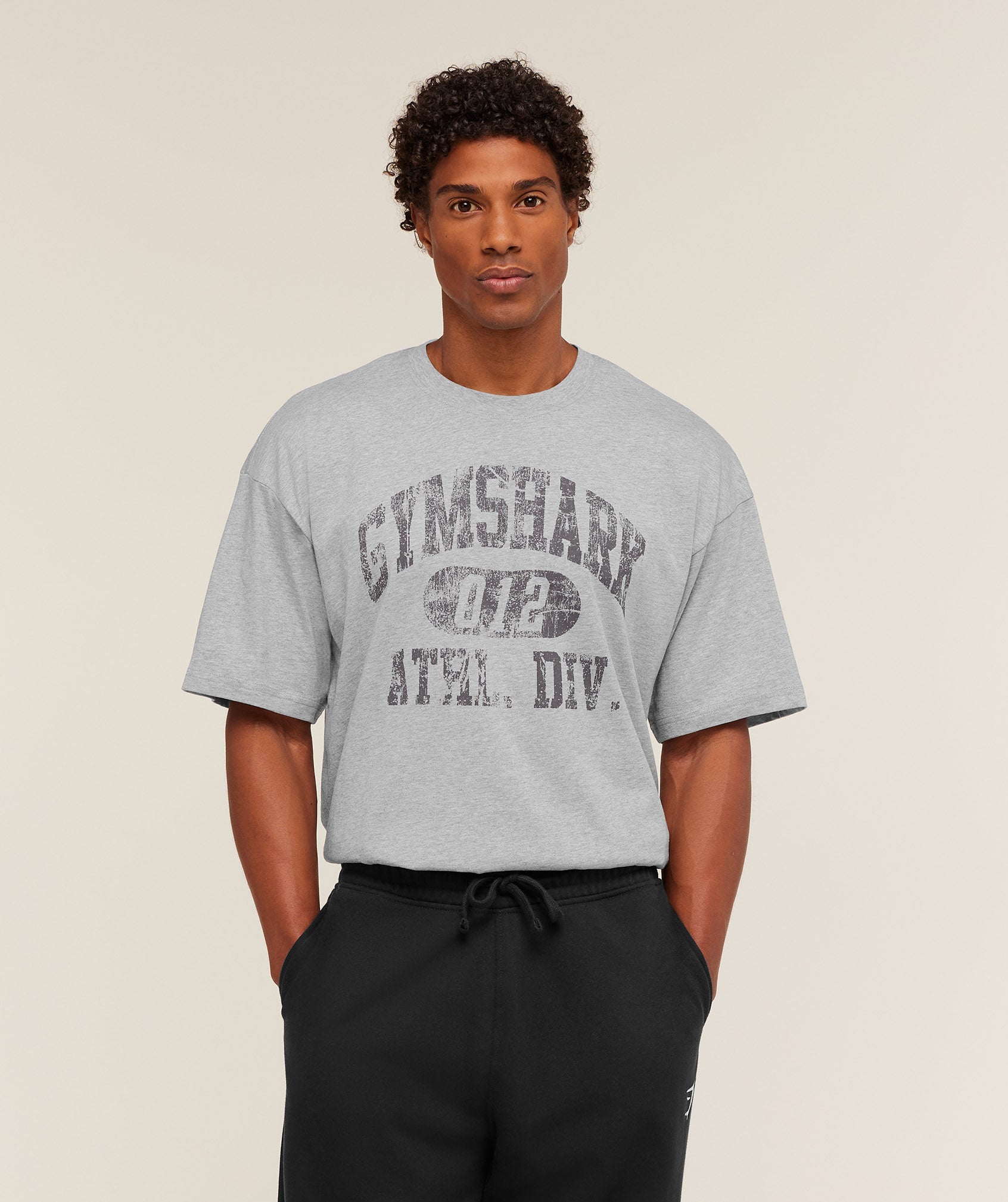 Gymshark Athletic Division Graphic T-Shirt 'Light Grey Core Marl'