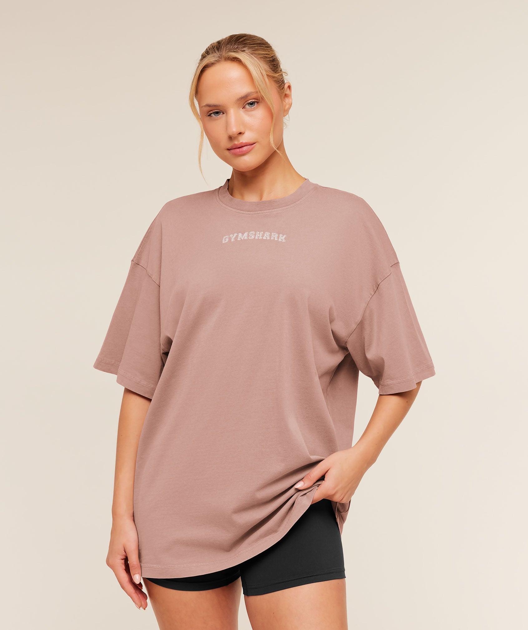 Gymshark Chainstitch Graphic Short Sleeve T-Shirt 'Chestnut Pink Wash'