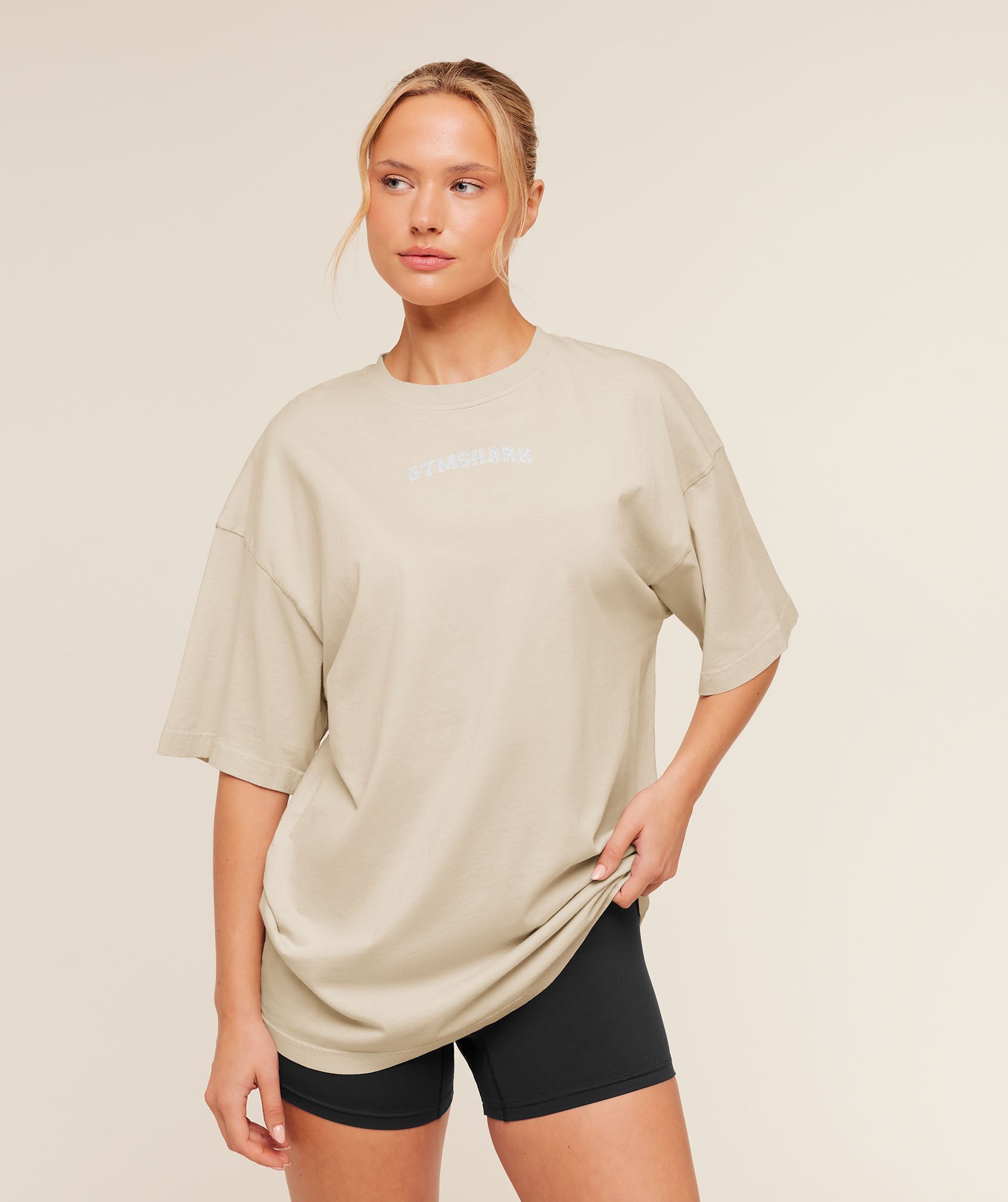 Gymshark Chainstitch Graphic Short Sleeve T-Shirt 'Pebble Grey Wash'