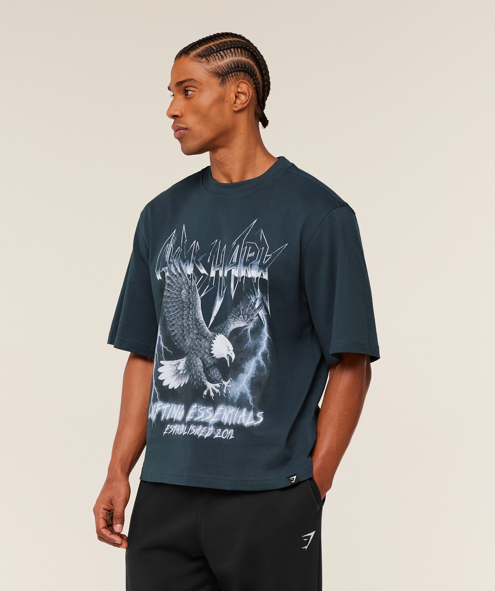 Gymshark Eagle Band Style Graphic T-Shirt 'GS Stealth Blue'