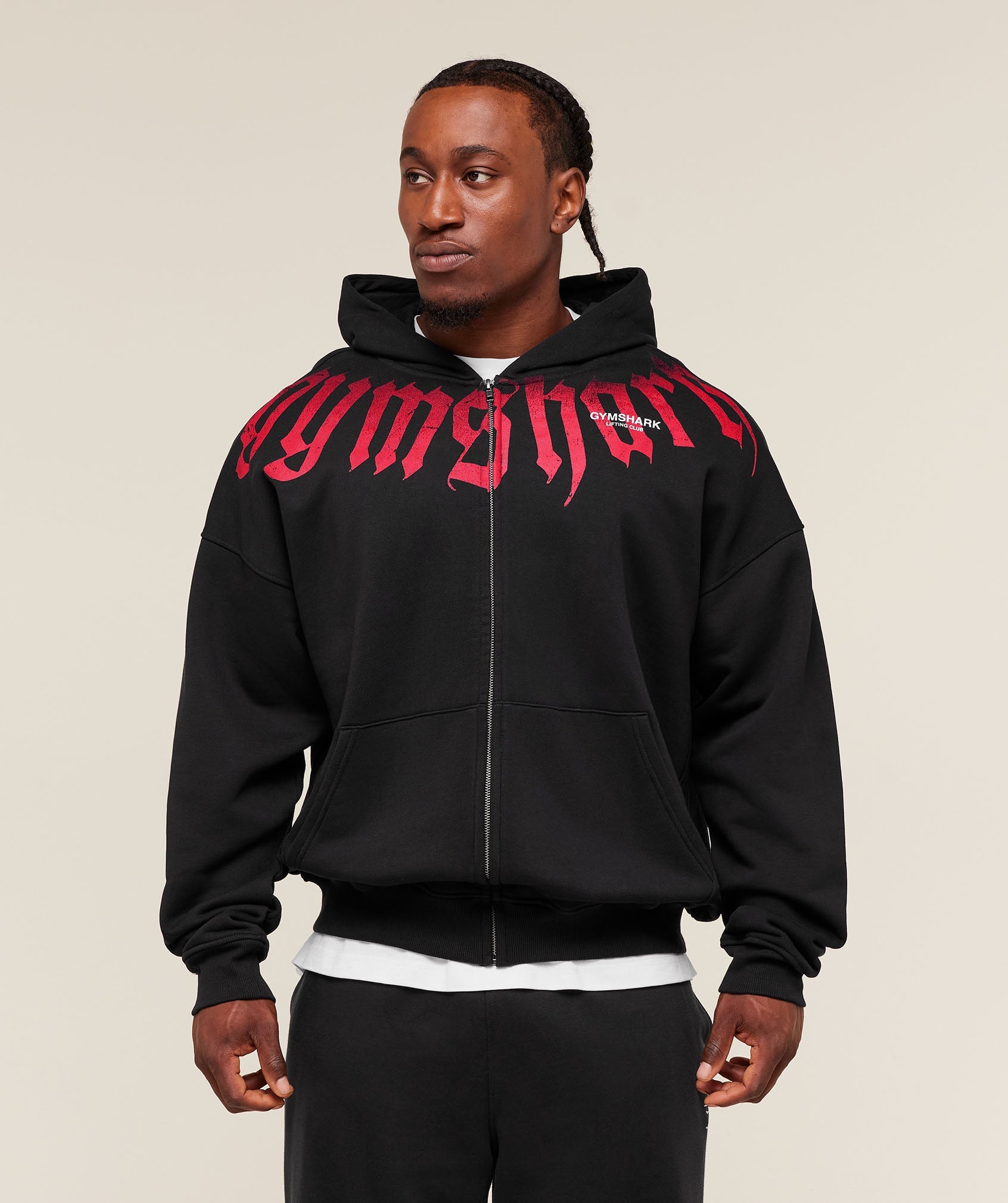 Gymshark Fade Graphic Zip Up Hoodie 'Black'