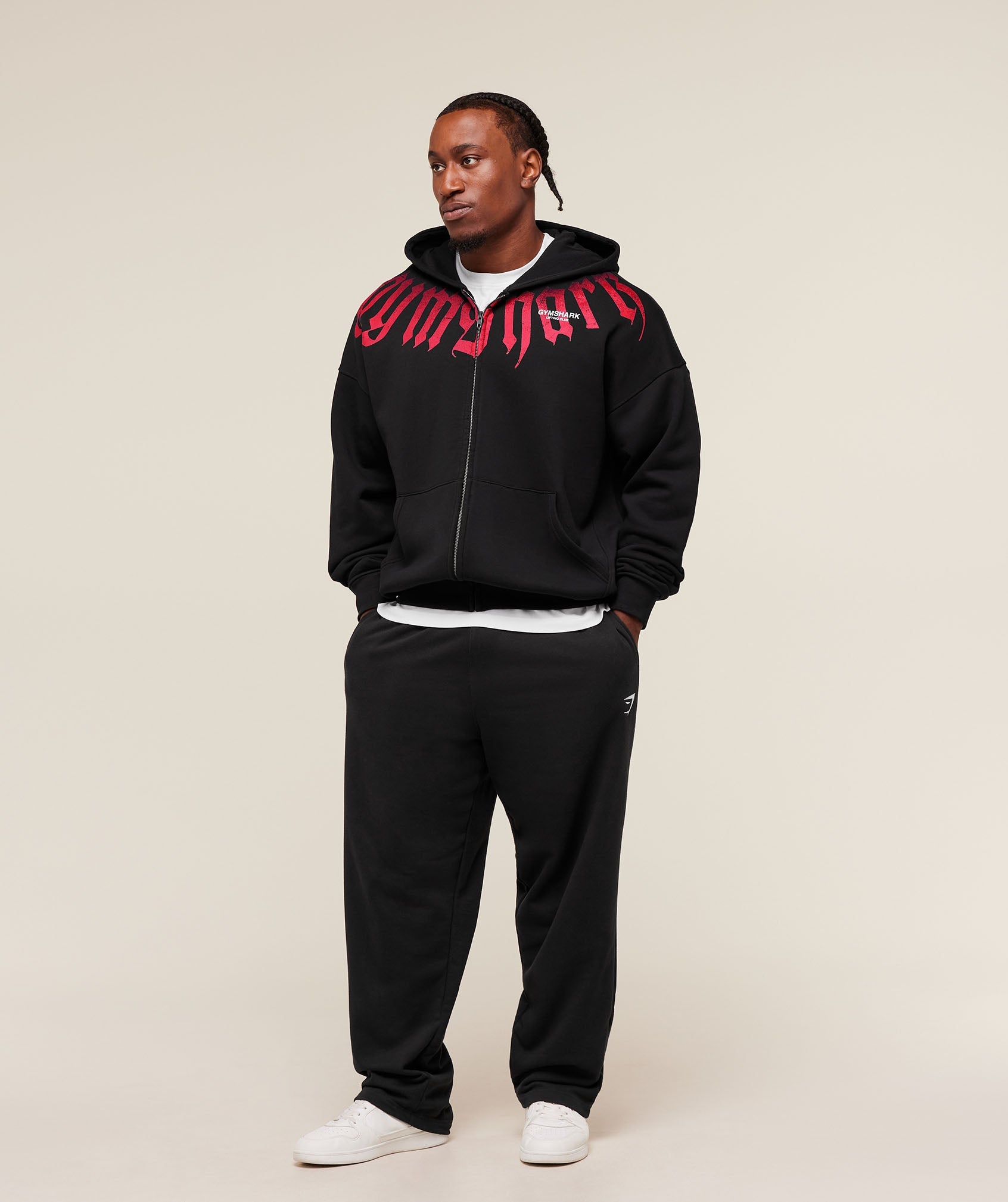 Gymshark Fade Graphic Zip Up Hoodie 'Black'