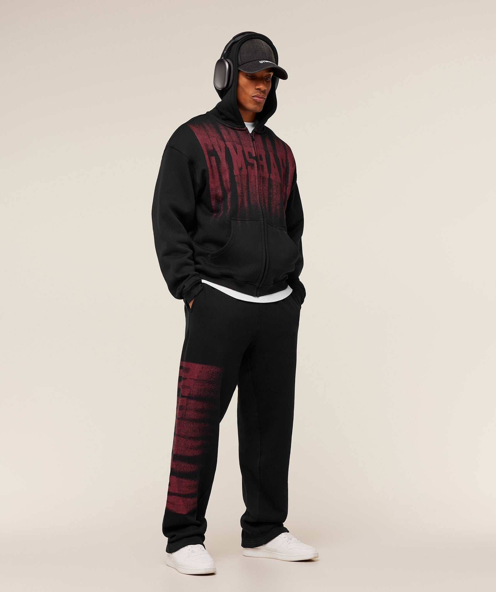 Gymshark Fade Graphic Straight Leg Pants 'Black Sets Red'