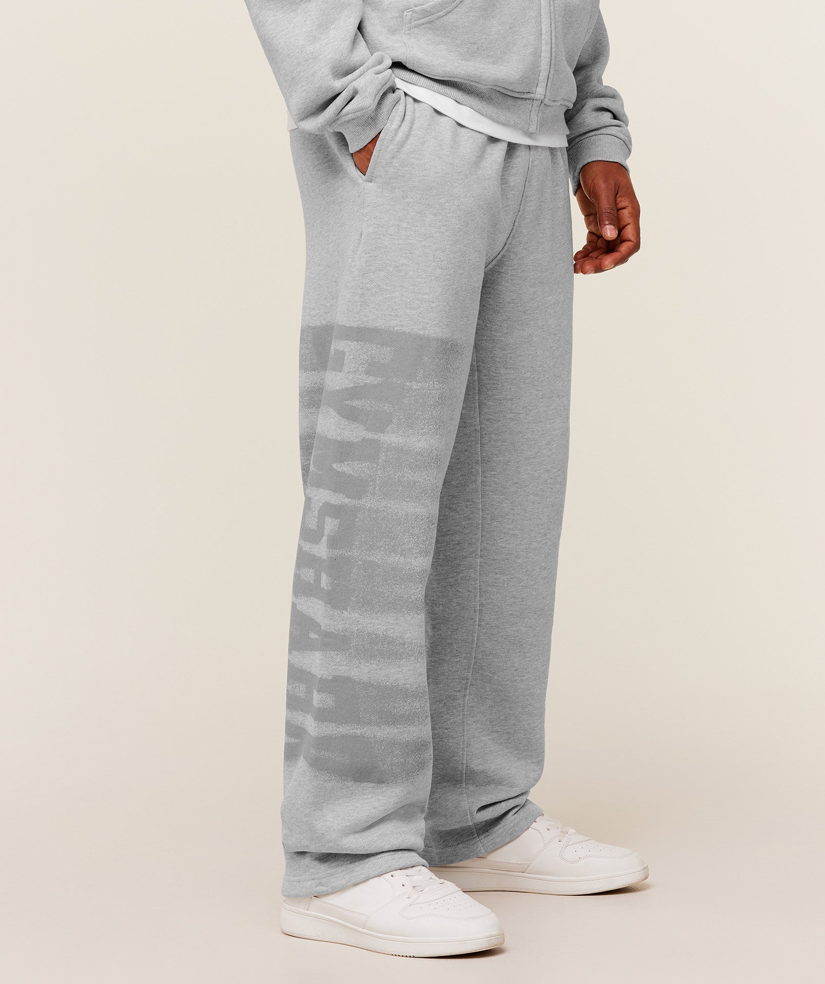Gymshark Fade Graphic Straight Leg Pants 'Light Grey Core Marl'