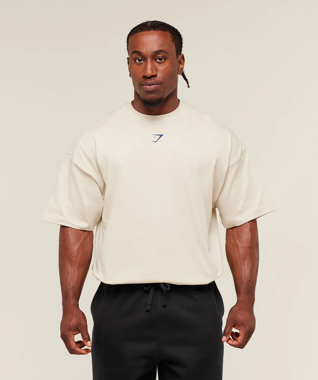 Gymshark Lifting Club T-Shirt 'Oat White/Compound Blue'