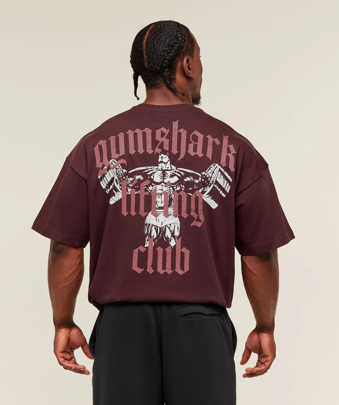 Gymshark Lifting Club T-Shirt 'Rich Maroon/Reset Pink'