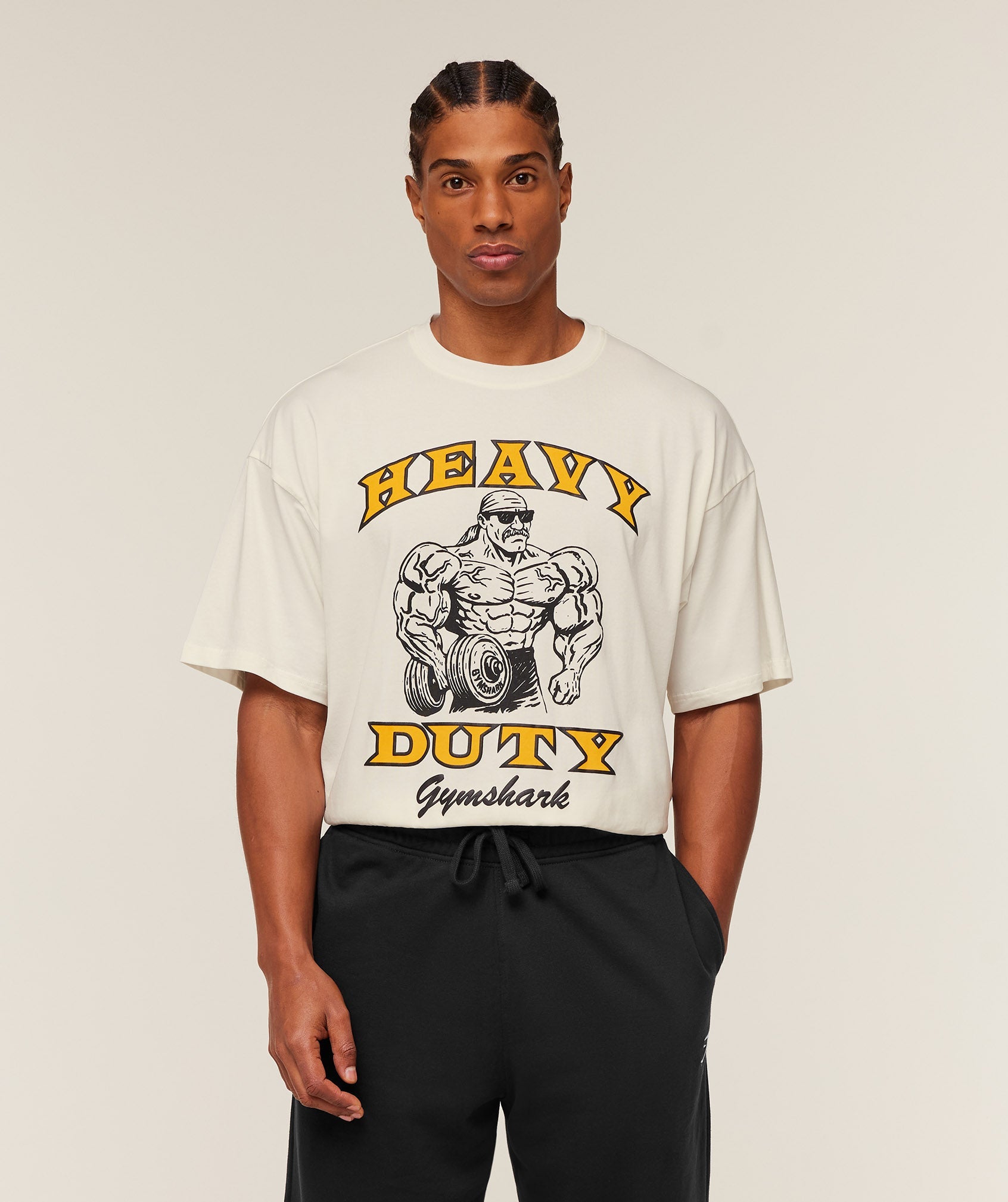 Gymshark Heavy Duty Bro Graphic T-Shirt 'GS Soft White'