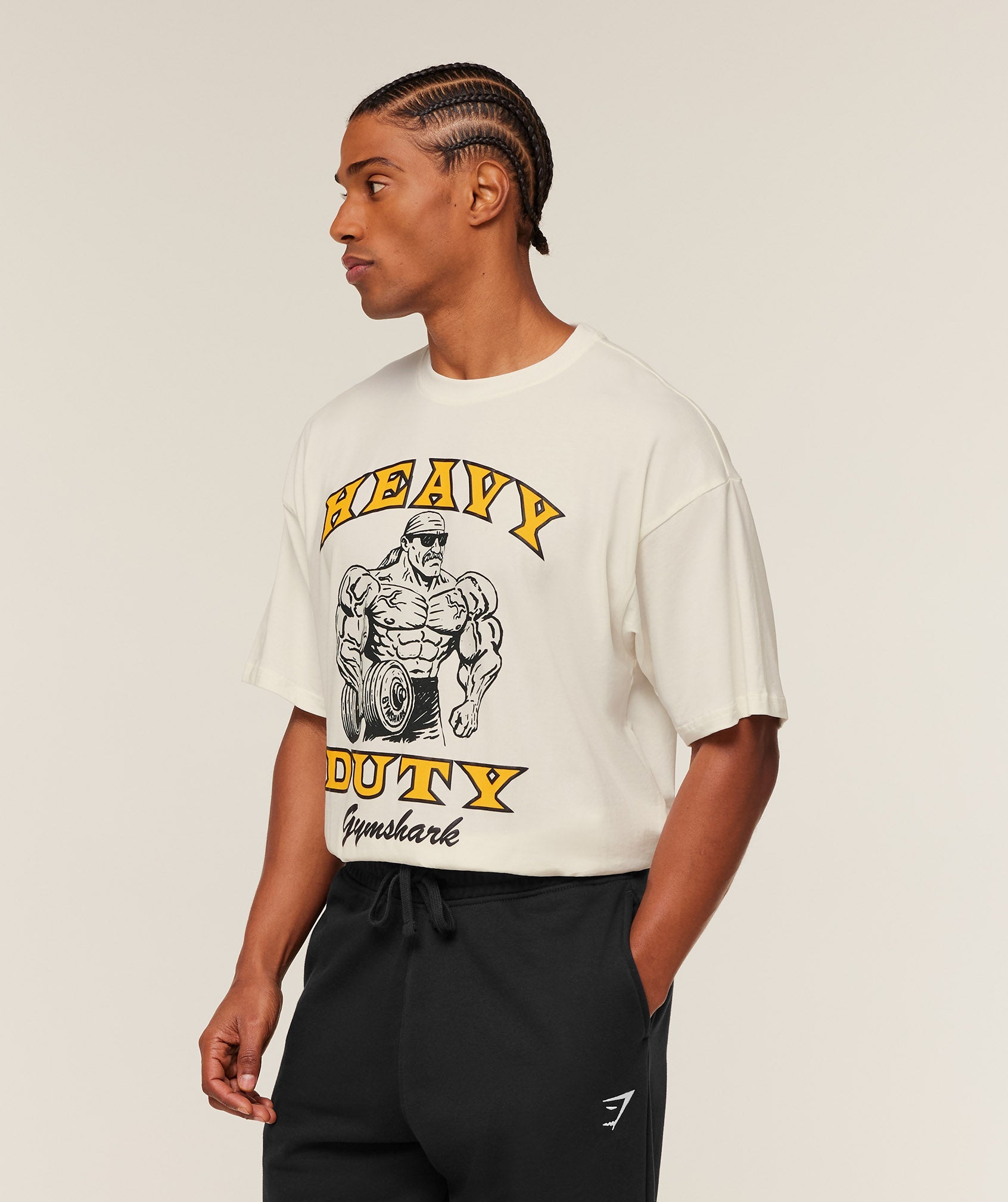 Gymshark Heavy Duty Bro Graphic T-Shirt 'GS Soft White'